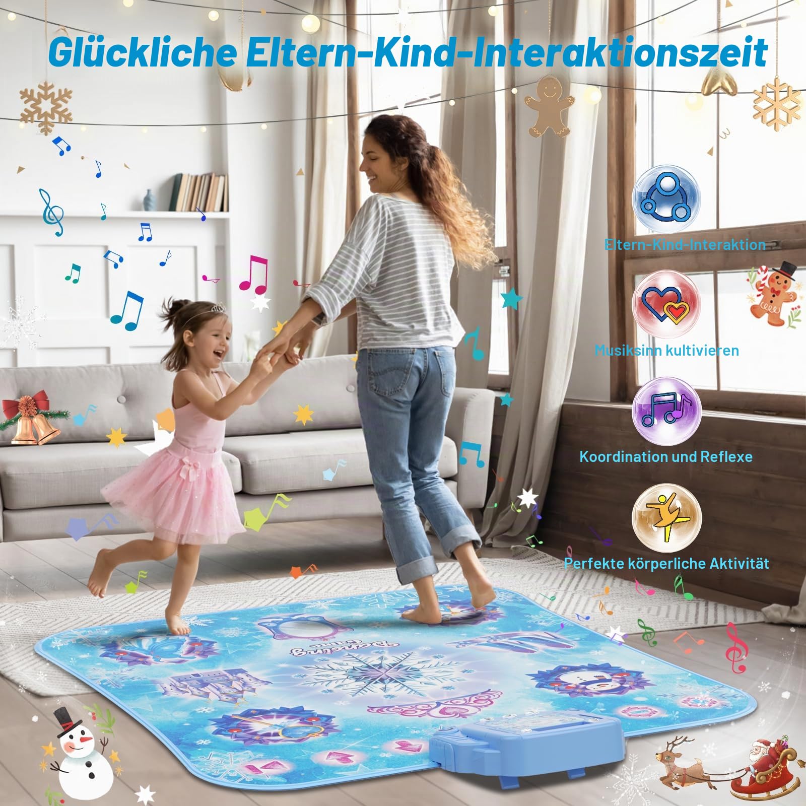 Tanzmatte Kinder Spielzeug Geschenke für Mädchen 3 4 5 6 7 8 9 Jahre, 2025 8 Tasten Tanzmatte mit Bluetooth, Fließendes Licht Kontrollsystem mit Ständern, Prinzessin Geschenk für 3-12 Jahre Mädchen