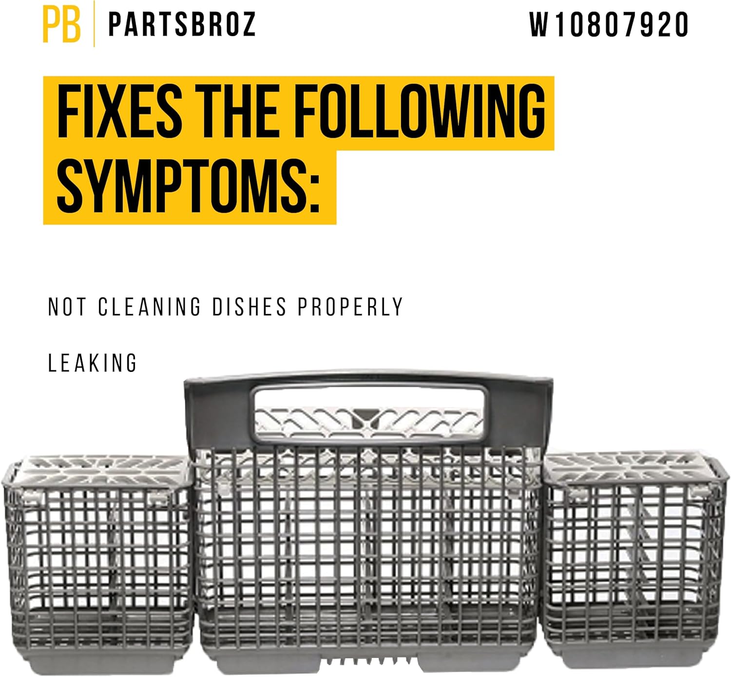 PartsBroz W10807920 Silverware Basket - Compatible With Whirlpool Kenmore Dishwasher - Replaces AP5983812 8562086 8562080 8562081 8562084 8562085 W10082877 WP8562080 WP8562081 3380781 PS11722963