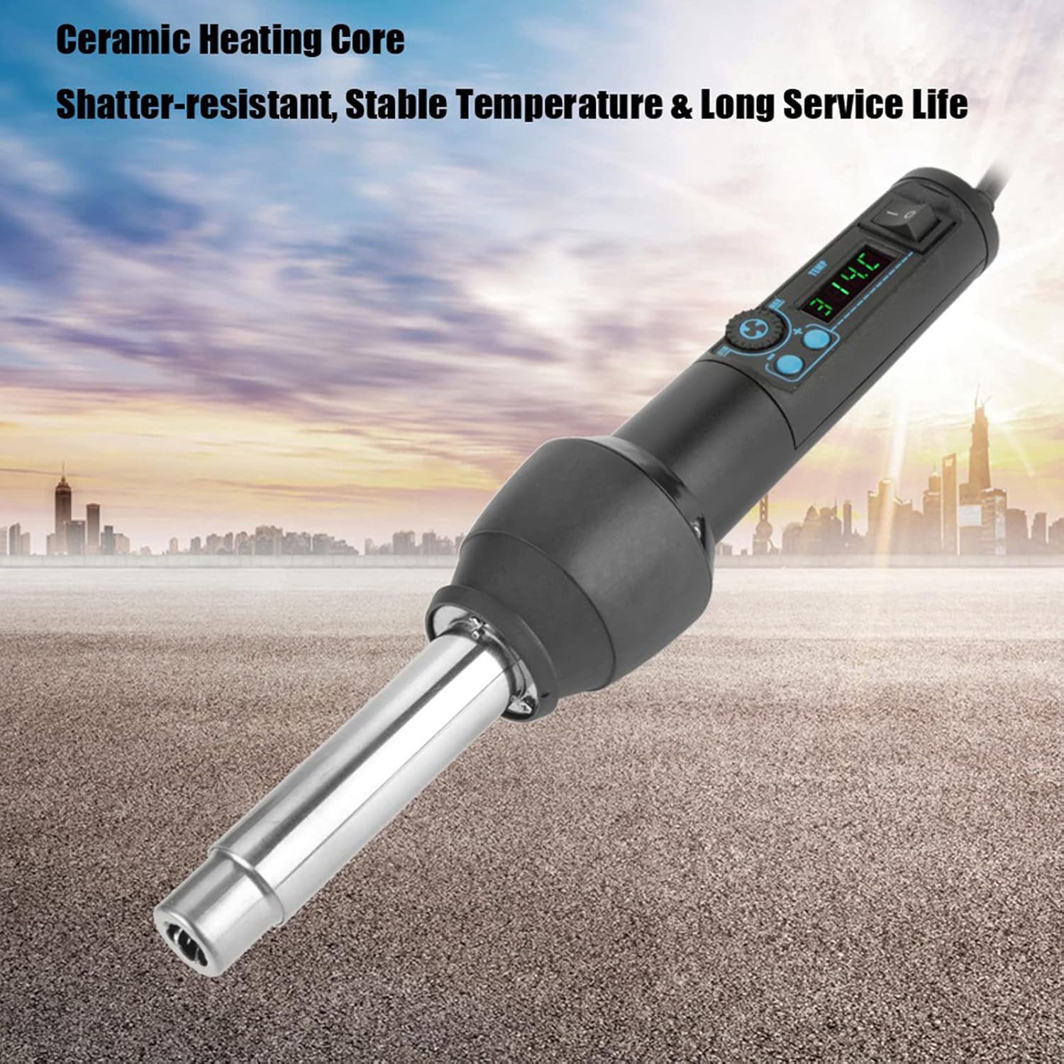 Heat Guns Heat Shrink Gun Kit, 650W LED Digital Display Adjustable Electric Hot Air Gun Electrical Solder Heat Gun 8858-I 110V/220V for DIY Shrink Wrapping(8858-I