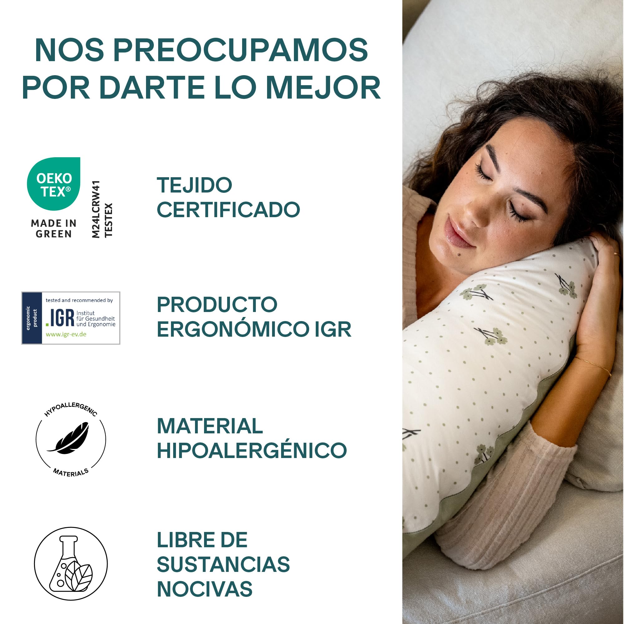 KOALA BABYCARE Cojin Lactancia Bebe y Almohada Embarazada para Dormir XL - Cojin Embarazada Multifuncion Funda Intercambiable 100% Algodón Desenfundable y Lavable