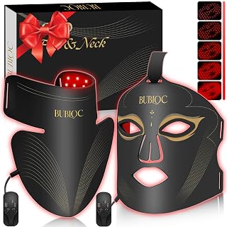 Red Light Therapy Mask Set, Five-Level Brightness Adjustment for Face and Neck, 630nm Infrared Light + 850nm Near-Infrared LED Therapy Phototherapy, Portable Mask with Power Storage, Black5 - Amazon product rated Grade A