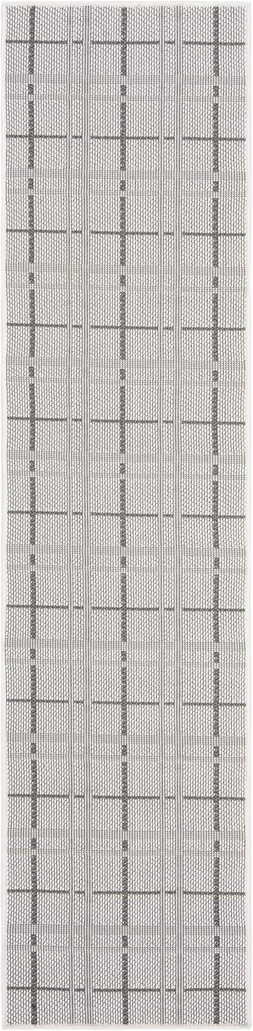 SAFAVIEH Washable Rug Outdoor Bermuda Collection - 2' x 8' Runner, Ivory & Grey, Non-Shedding & Easy to Clean, Ideal for Patio, Backyard, Mudroom (BMU803B)