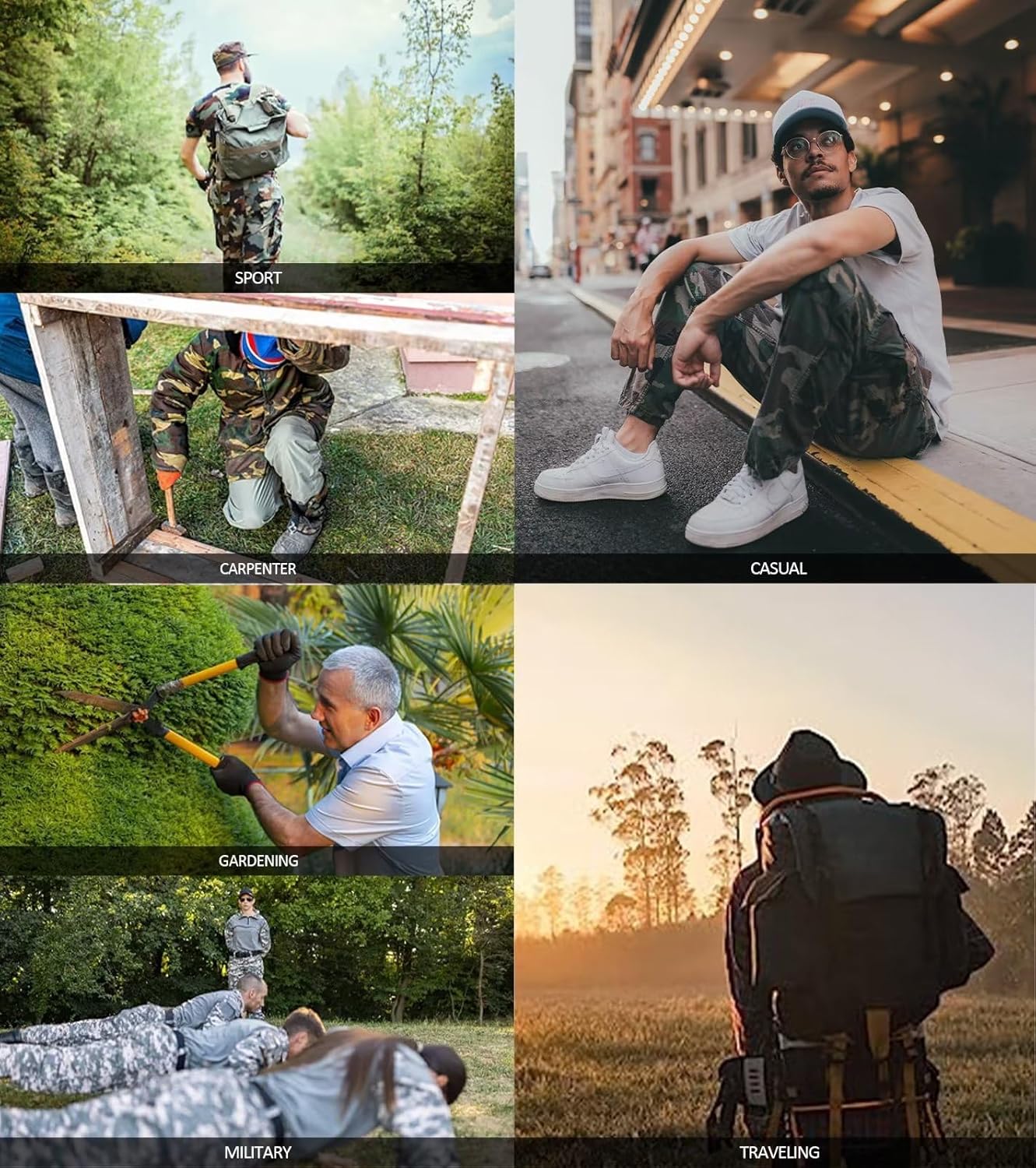 BAYAMO Mens Cargo Pants Camo Military Fatigue Pant Camouflage Hunting Combat Work Casual Pants Multi Pocket - Image 5