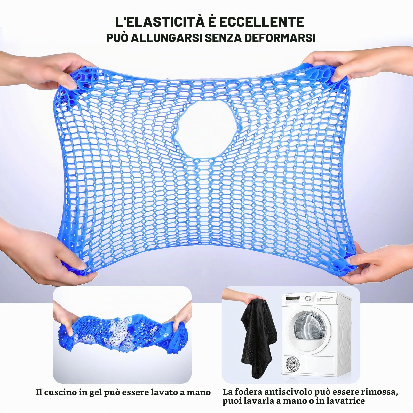 Cuscino per sedile kayak in gel spesso, grande, per kayak, barca a pagaia, sollievo dal dolore al coccige, sciatica, doppio spessore, per casa, auto, sedia a rotelle, sedia da ufficio (blu, L)