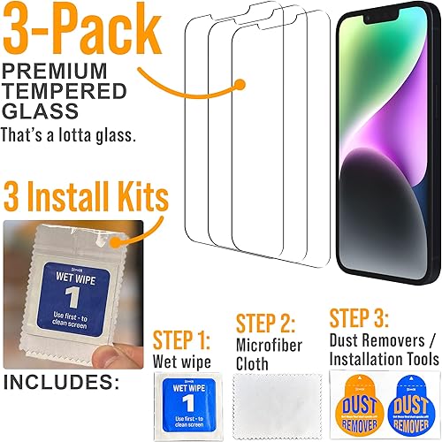 Miniatura 4 de Scooch Protector de pantalla 5 en 1 para iPhone 13 3 unidades con protector de lente de cámara 2 unidades Vidrio templado 9H de alta calidad,