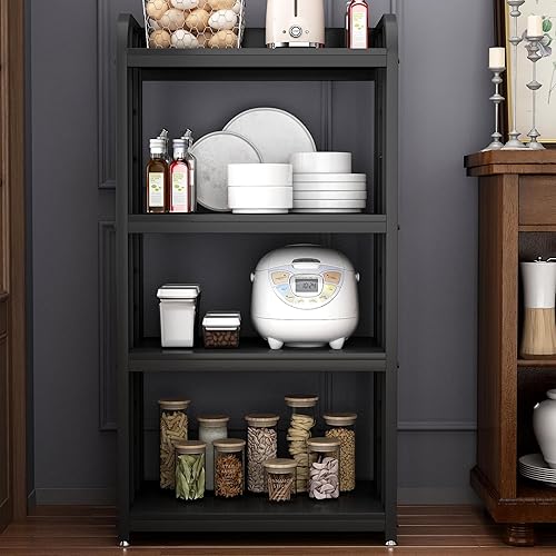 Miniatura 6 de Estante de cocina de 4 niveles, soporte para horno de microondas, estante de almacenamiento de utilidad, barra de café para sala de estar, oficina