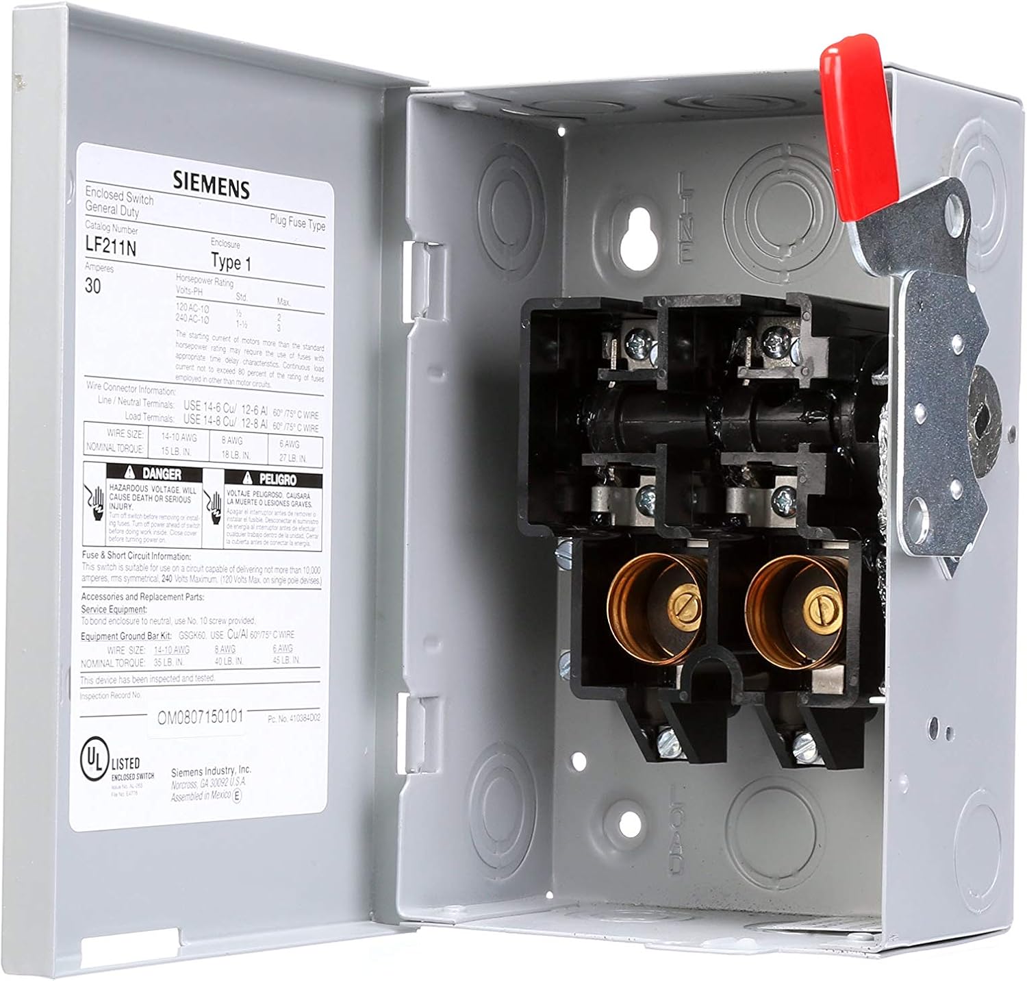 SIEMENS LF211N 30 Amp, 2 Pole, 240Volt, Plug Fused, General Duty, W/N