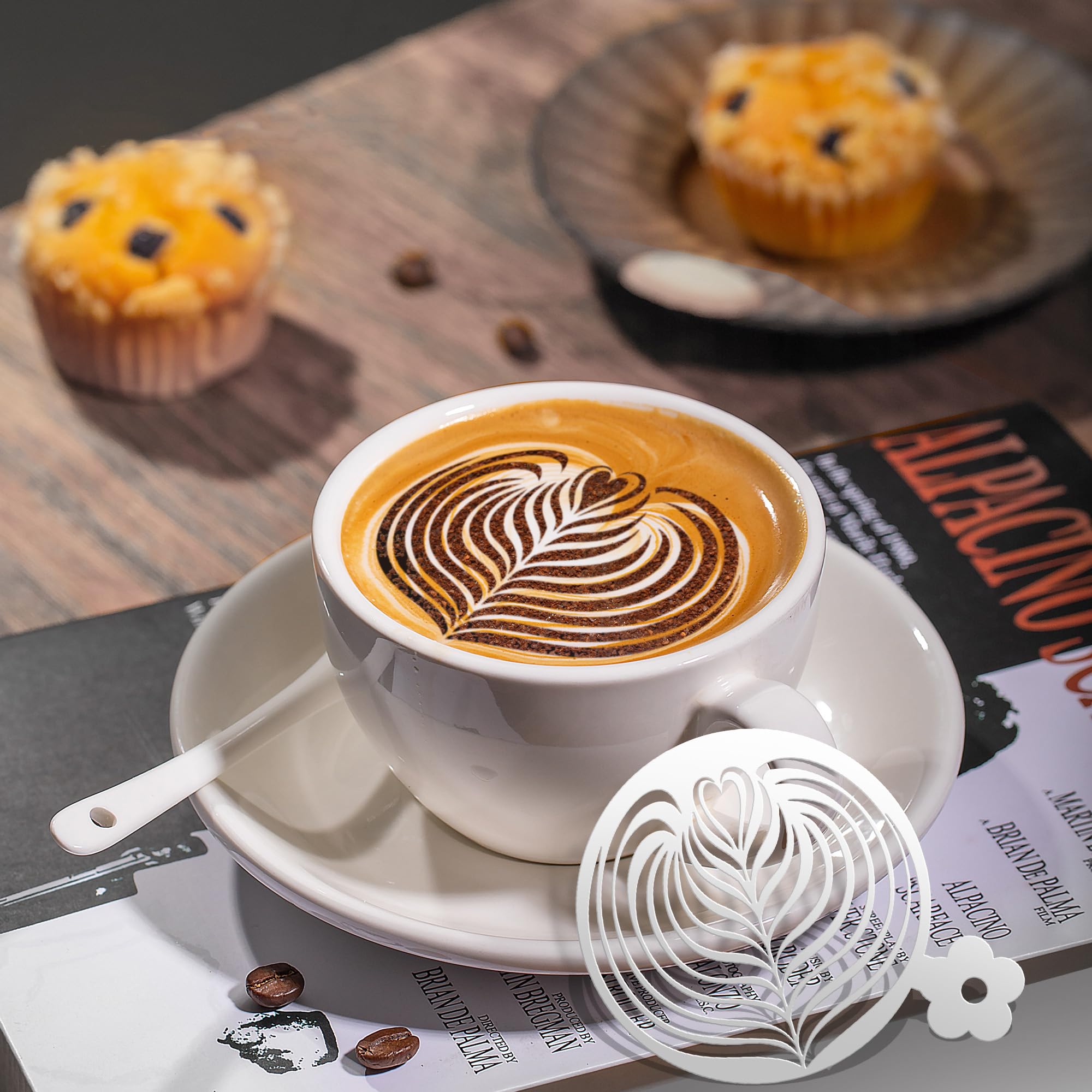 Sitsink Plantillas de café con diseño de mandala, 25 unidades, plantillas de galletas de arte de mandala para decoración de pastel de café, pan, plantilla reutilizable para decoración de masa madre