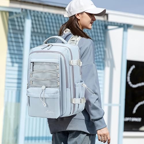 Miniatura 6 de AO ALI VICTORY Mochila de viaje para mujeres y hombres de 15.6 pulgadas para laptop, mochila de transporte, mochila grande para universidad, Azul,