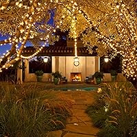 Vista 4 de Luces solares de Navidad para exteriores, tira de luces de 33 pies con 100 luces LED de hadas solares, 8 modos, luces impermeables para Navidad