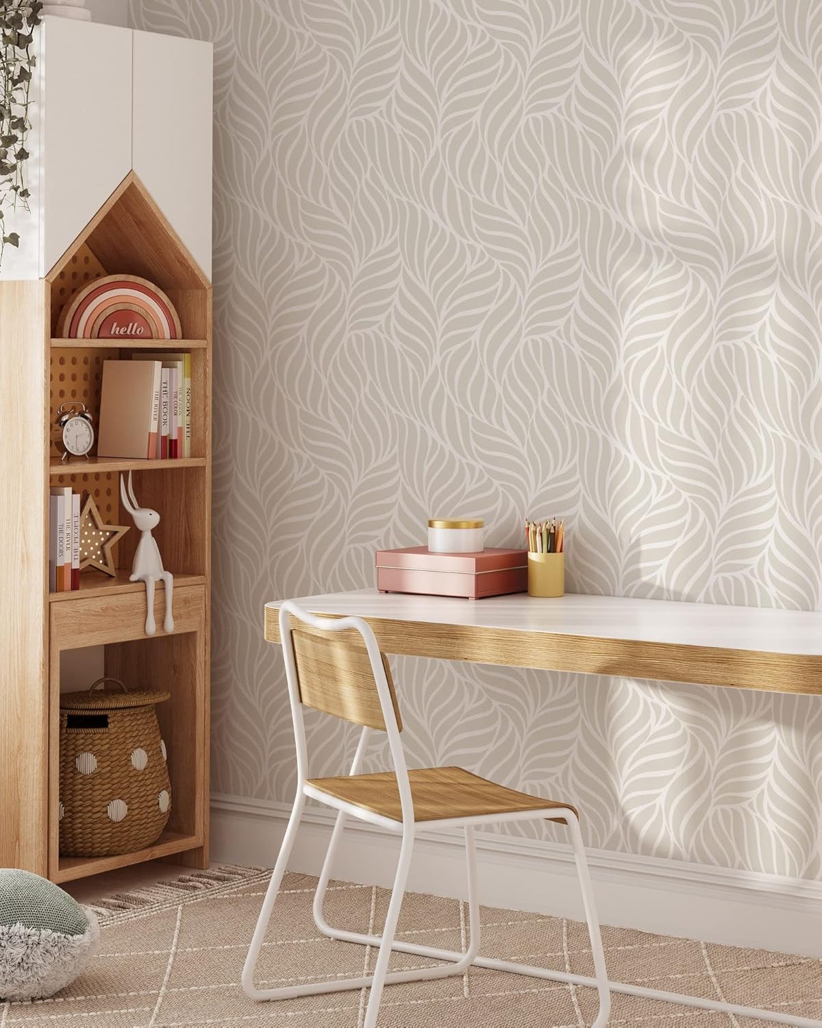 Minimalistic Scandinavian Wallpaper | Removable Self Adhesive Abstract Gray Wallpaper | Boho Peel and Stick Wallpaper (1 roll 24" W x 96" H)