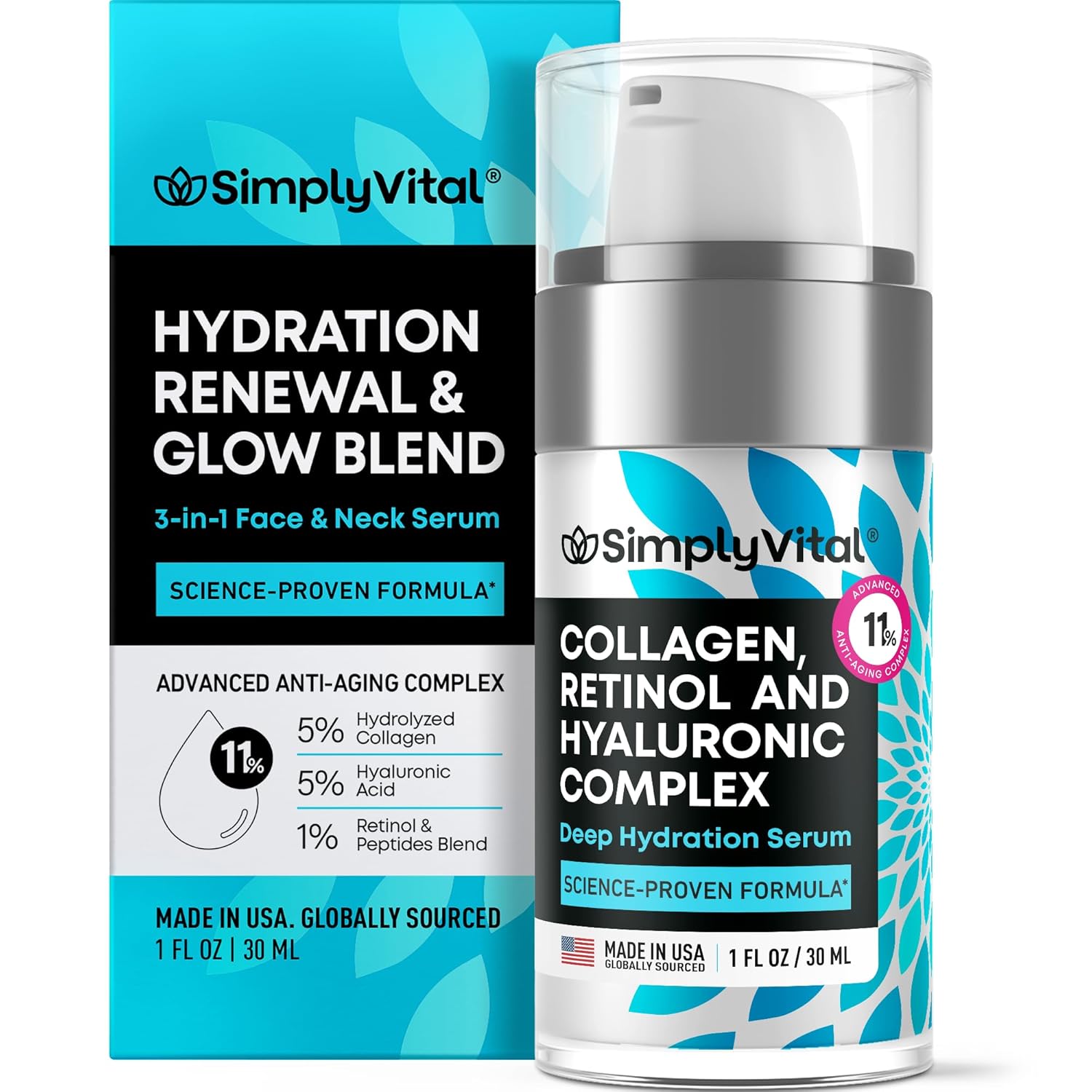SimplyVital Moisturizer for Neck & Décolleté – With Collagen, Retinol, Peptides & Hyaluronic Acid – Anti-Aging Hydration – Made in USA – 1 fl.oz SimplyVital Moisturizer for Neck & Décolleté – With Collagen, Retinol, Peptides & Hyaluronic Acid – Anti-Aging Hydration – Made in USA – 1 fl.oz
