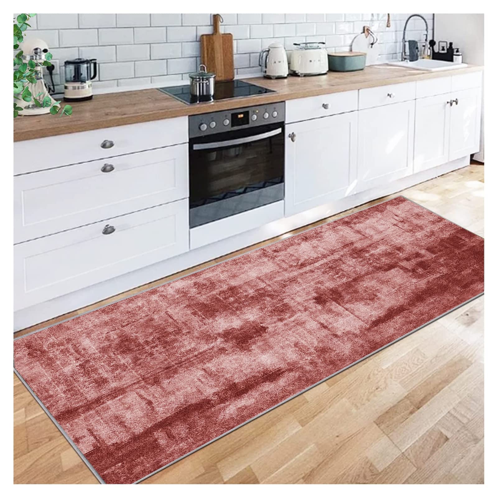 Siunwdiy Carpet Runner for Hallways Extra Long Non Slip Carpet Runner - Modern Washable Rug 60x430cm,Red Hallway Runner Rug, Absorbent Floor Mat for Kitchen/Bedroom/Living Room/Entryway, Narrow Rugs
