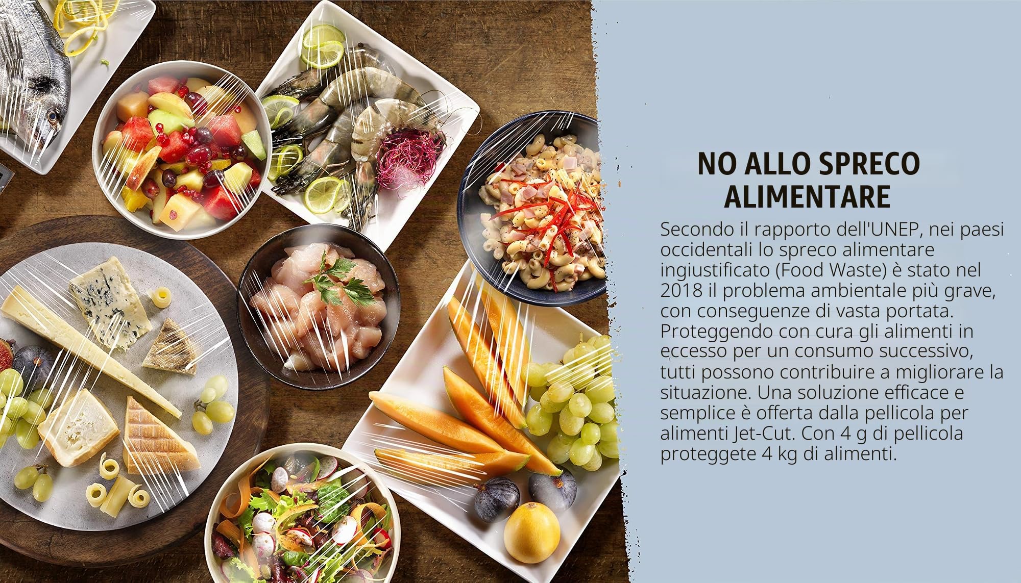 Sistema di Ricarica Pellicole Alimentari in acciaio inox 30 cm, con 500m Jet-Cut + pellicola Alustar 70m