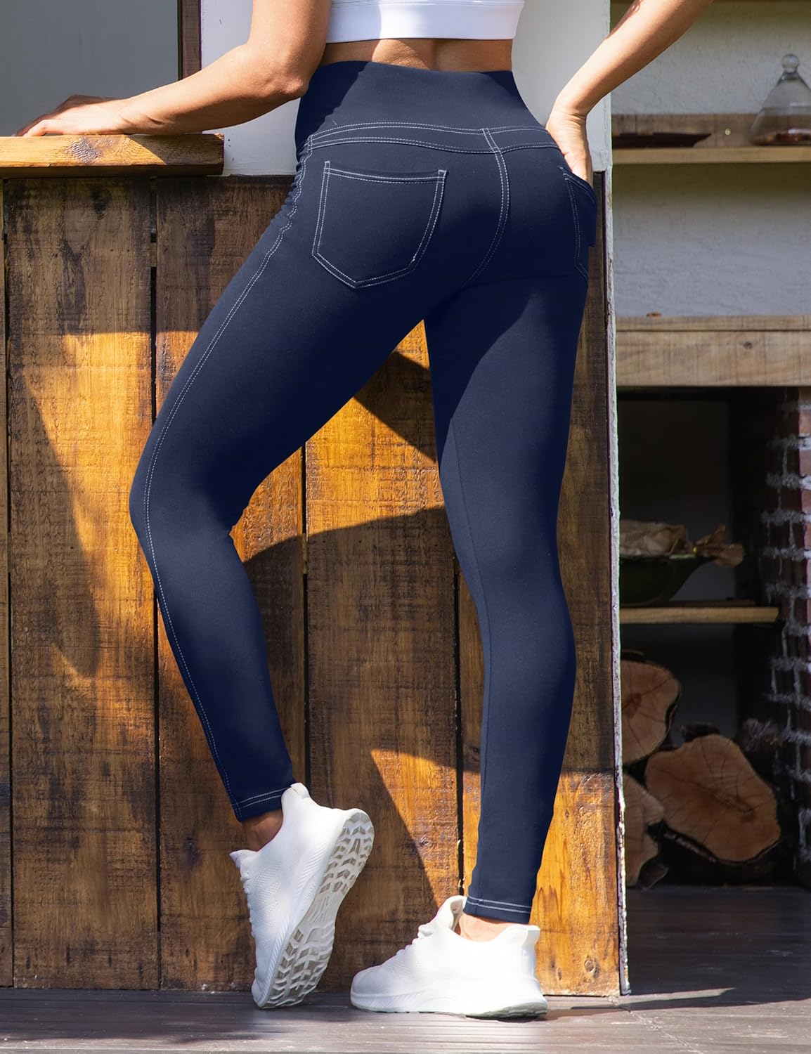 VOOVEEYA Curvy Leggings for Women 25", Tummy Control Yoga Pants with Back Pockets High Waisted Buttery Soft 7/8 Leggings - Image 5