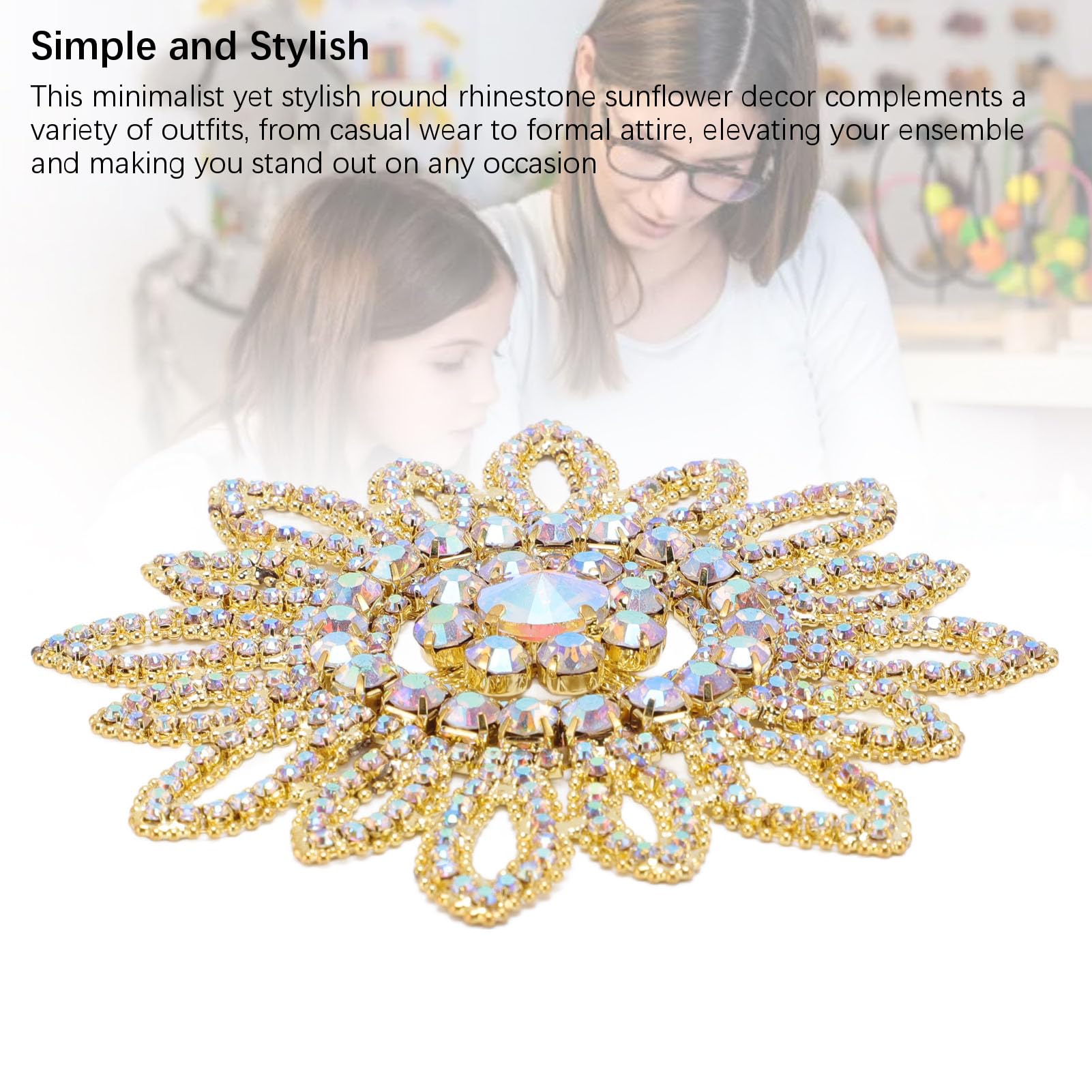 Glass Rhinestone Sunflower Round Flower Shape Decor with Circular Stereoscopic Appearance, Dazzling Brilliance for Clothing Shoe Bag Jewelry Decoration — view 5
