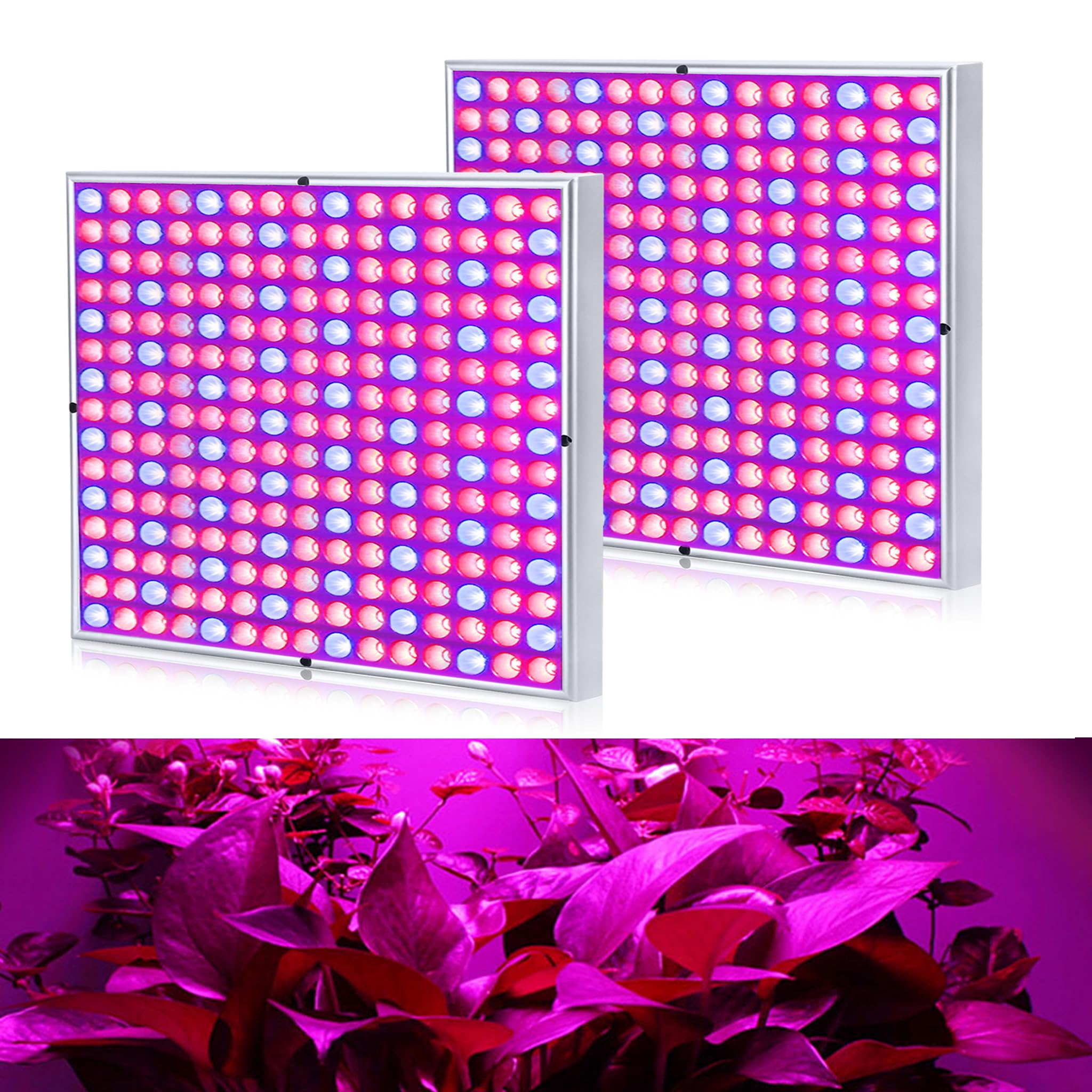 YRHome 2 sztuki 45 W lampa do uprawy roślin, 225 diod LED, czerwona i niebieska, pełne spektrum – lampa do uprawy roślin, długość kabla 1,5 m, 310 x 310 x 35 mm, do roślin pokojowych, kwiatów