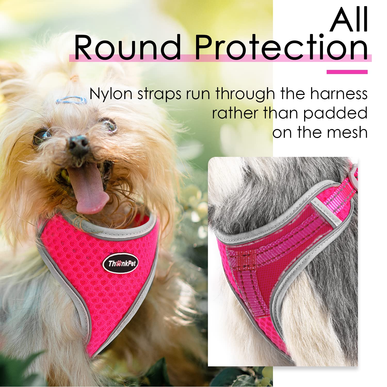 ThinkPet 犬ハーネス ピンク XS 引っ張り防止胴輪 反射 Amazon | ThinkPet 犬ハーネス, 引っ張り防止胴輪, 負担が少ない首輪