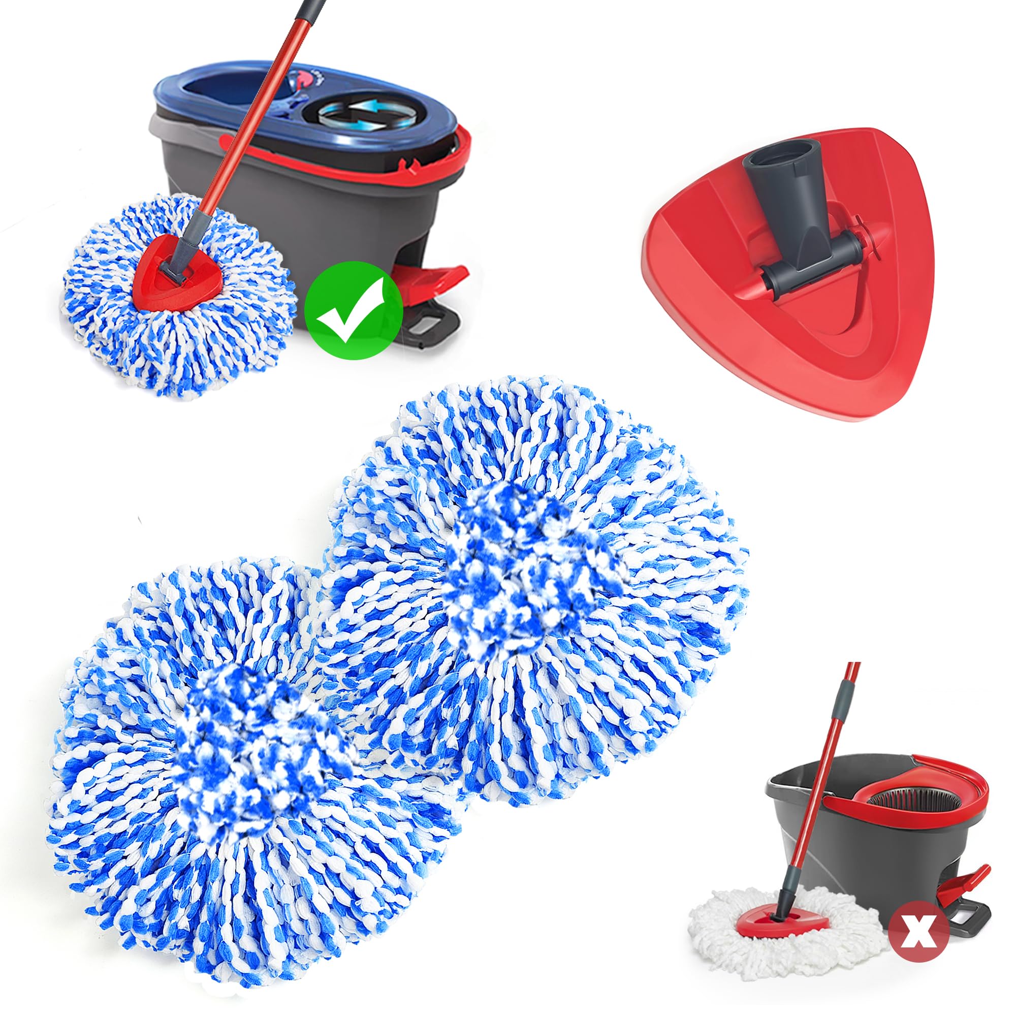 Amazon.com: NEWE Mop Heads Replacements 2 Pack with Triangle Base