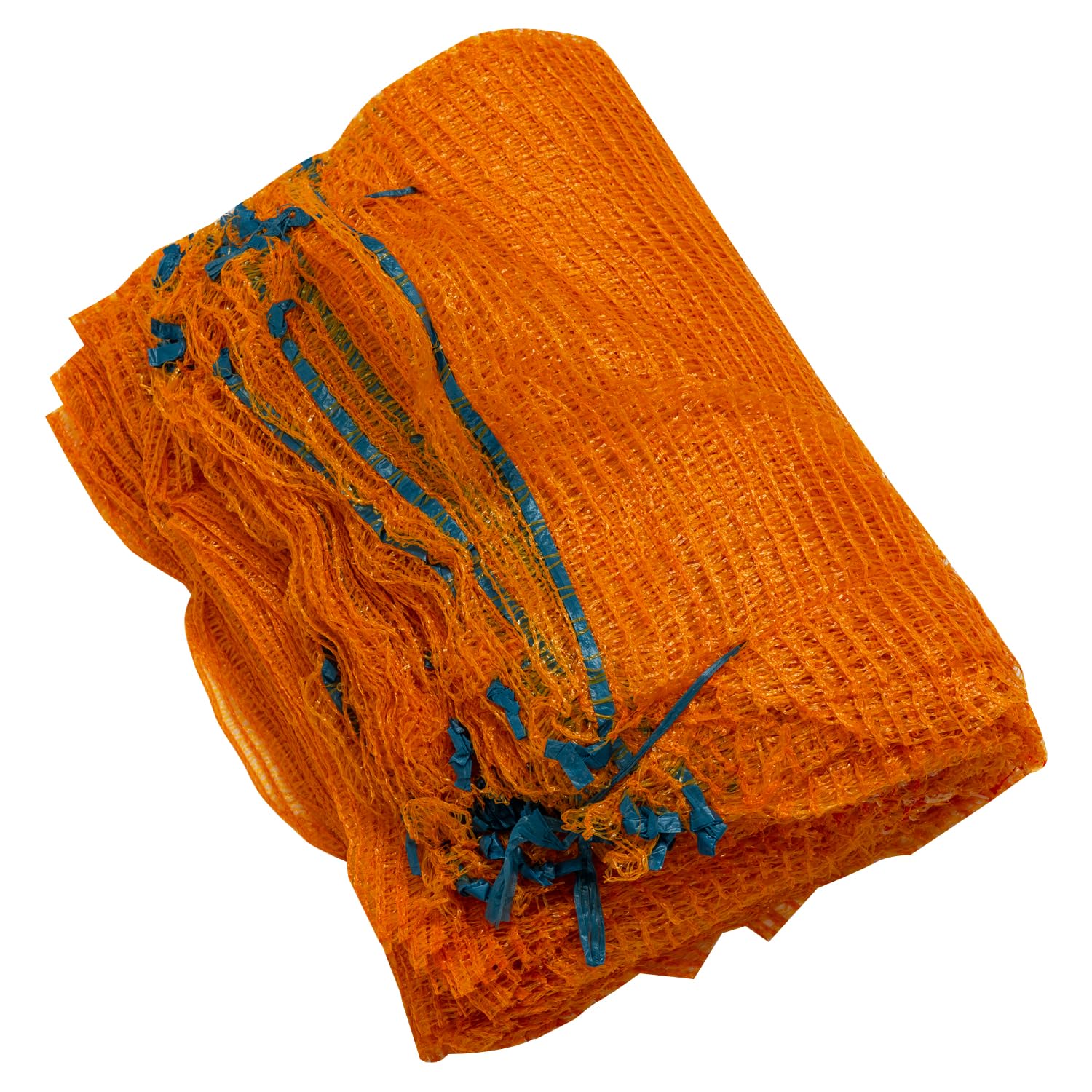 Woodside Orange Mesh Raschel Bags, Drawstring Net Sack for Fruit, Vegetables, Wood etc, Kindling Log Carry Bag, pack of 100