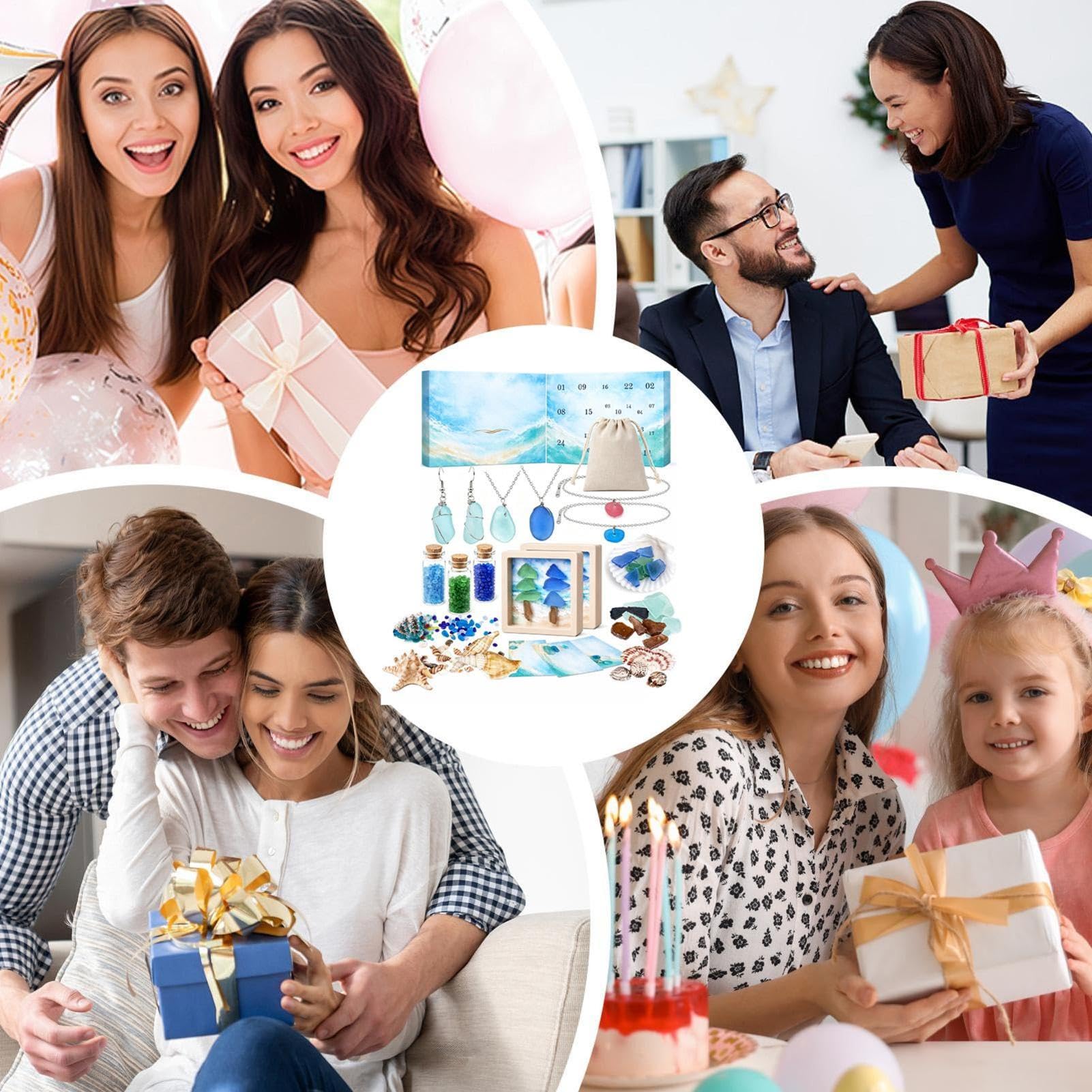 Meerglas Weihnachts-Adventskalender Saisonaler 24-Tage-Countdown-Kalender