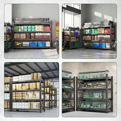 Miniatura 6 de Letaya Estantes de almacenamiento de 3000 libras resistentes, estantes de garaje de 70 pulgadas de alto, estante de utilidad ajustable de 4 niveles,