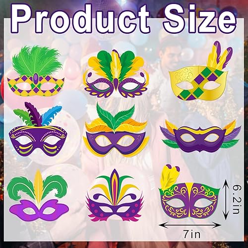 Miniatura 7 de On-Airstore Máscaras faciales de papel para carnaval de Mardi Gras para mujeres y niñas, disfraz de mascarada, accesorios de recuerdo de fiesta
