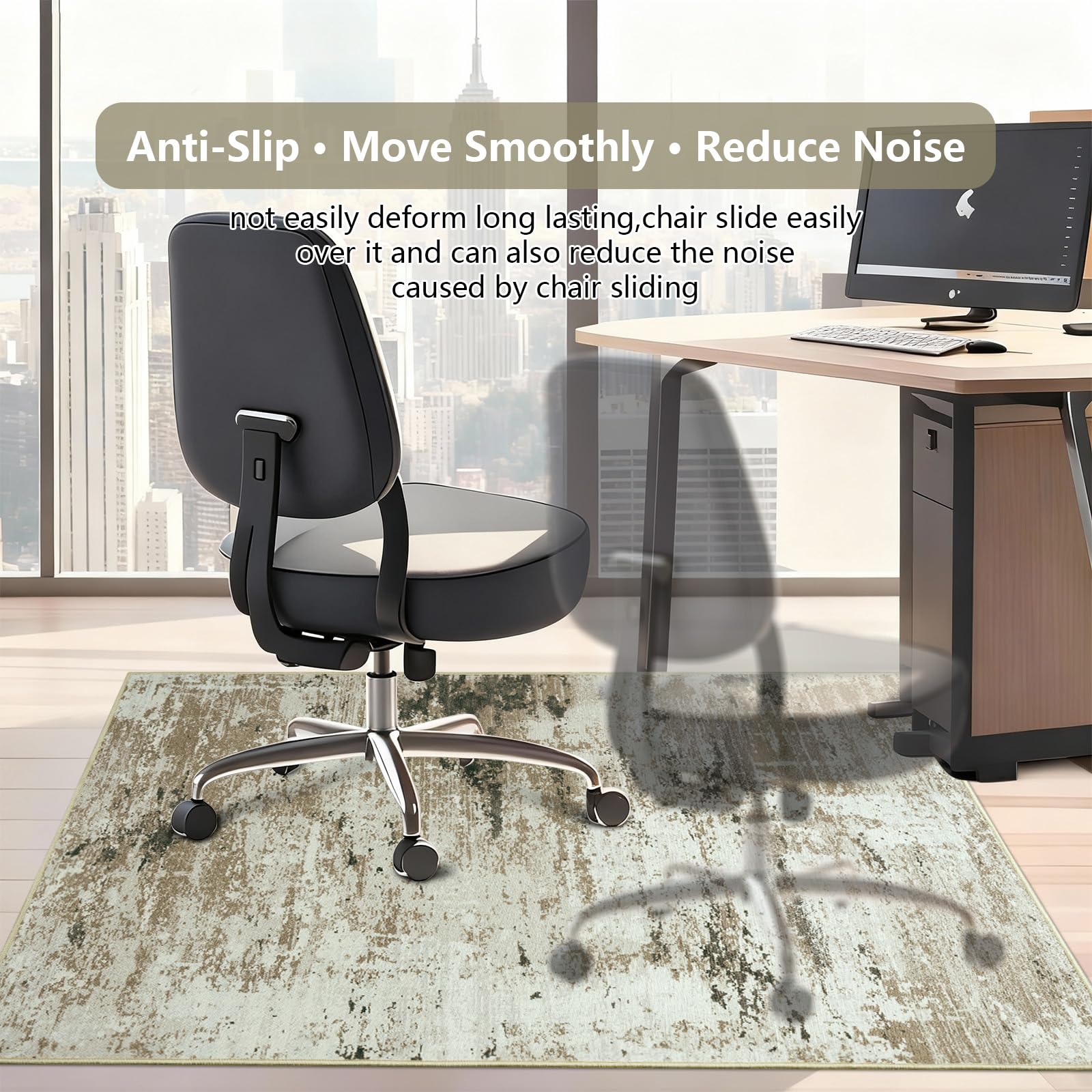 Cekene Protector Suelo Silla Ruedas 120x150cm Taupe Antideslizante Alfombra Silla Escritorio Resumen Afombra Silla Gaming Protector Suelo para Suelos Duros Silla de Oficina