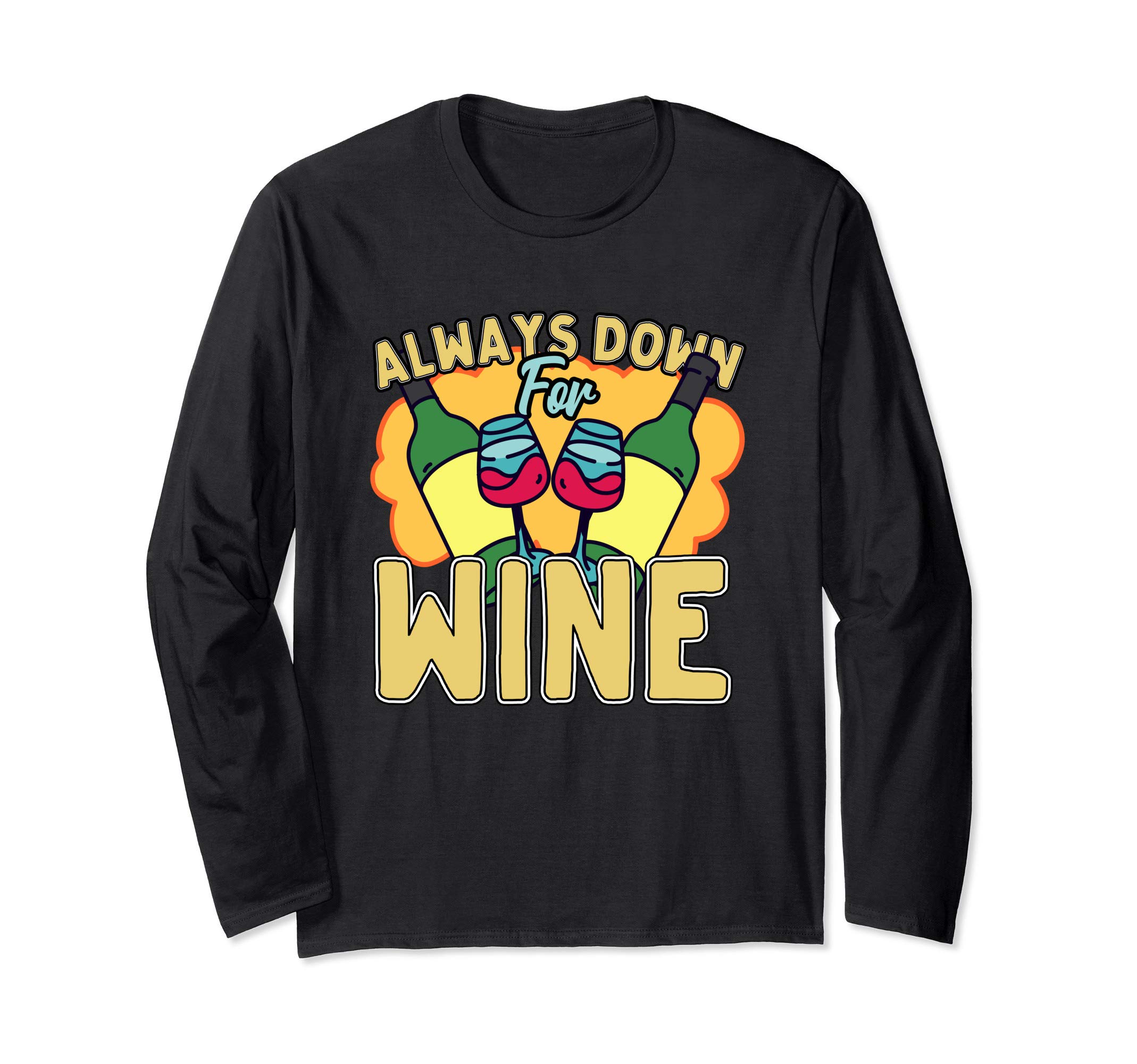 Funny American drinking party vintage wine graphic logo Long Sleeve T-Shirt