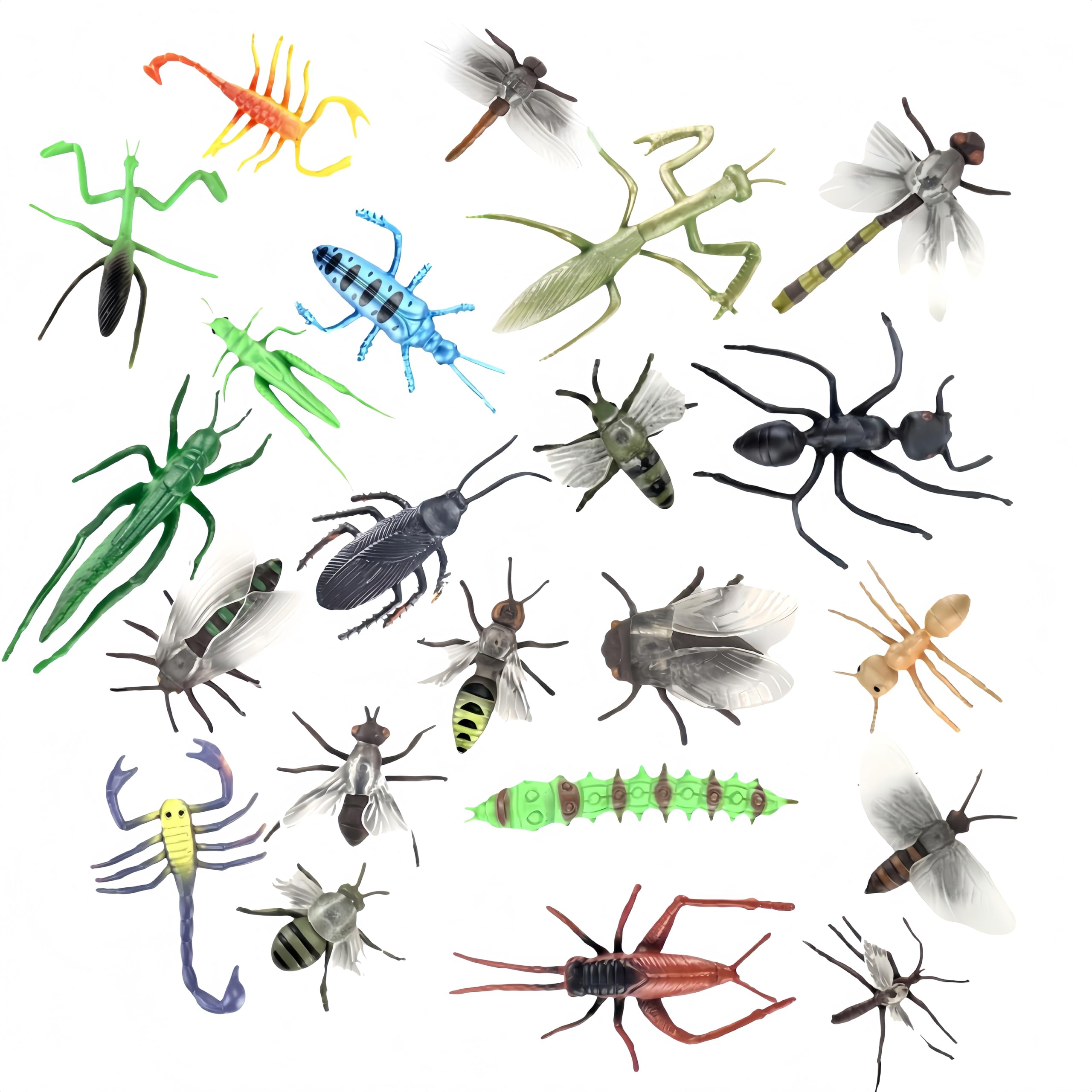 LEBKFT 22PCS Minibeasts Realistic Insects and Bugs for Kids, Plastic Animal Figurines Educational Playset Lifelike Bug Models for Small World Play Party Favors and Nature Learning (Type A)