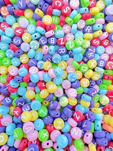 Miniatura 4 de 1000 cuentas de letras del alfabeto de 0.157 x 0.276 pulgadas, cuentas redondas de letras acrílicas, coloridas para hacer joyas, pulseras (luz)
