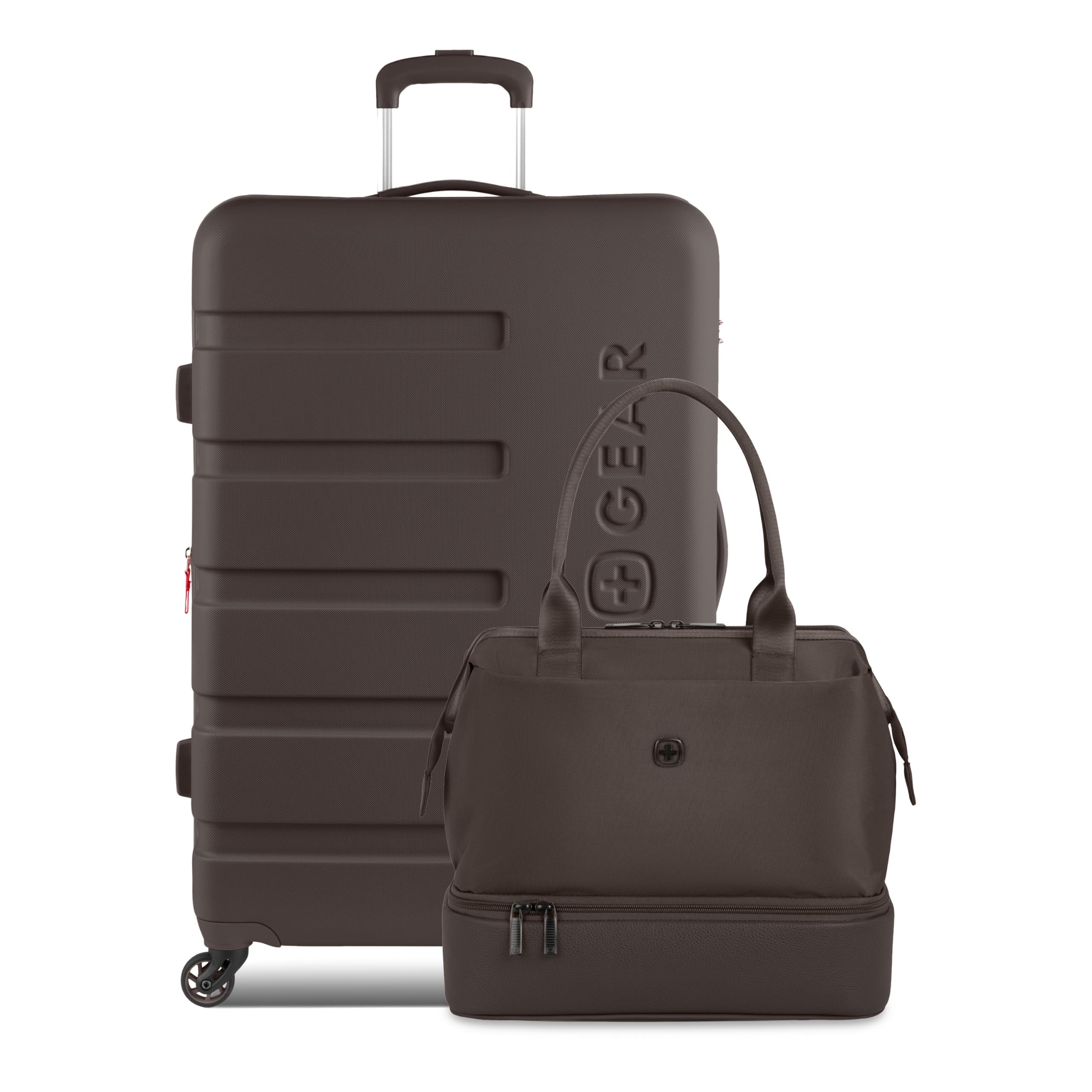 SwissGear 7366 Signature Hardside Expandable Luggage with Spinner Wheels and TSA Lock, Weekender Tote, Chocolate, 2-Piece Set (Weekender/27)