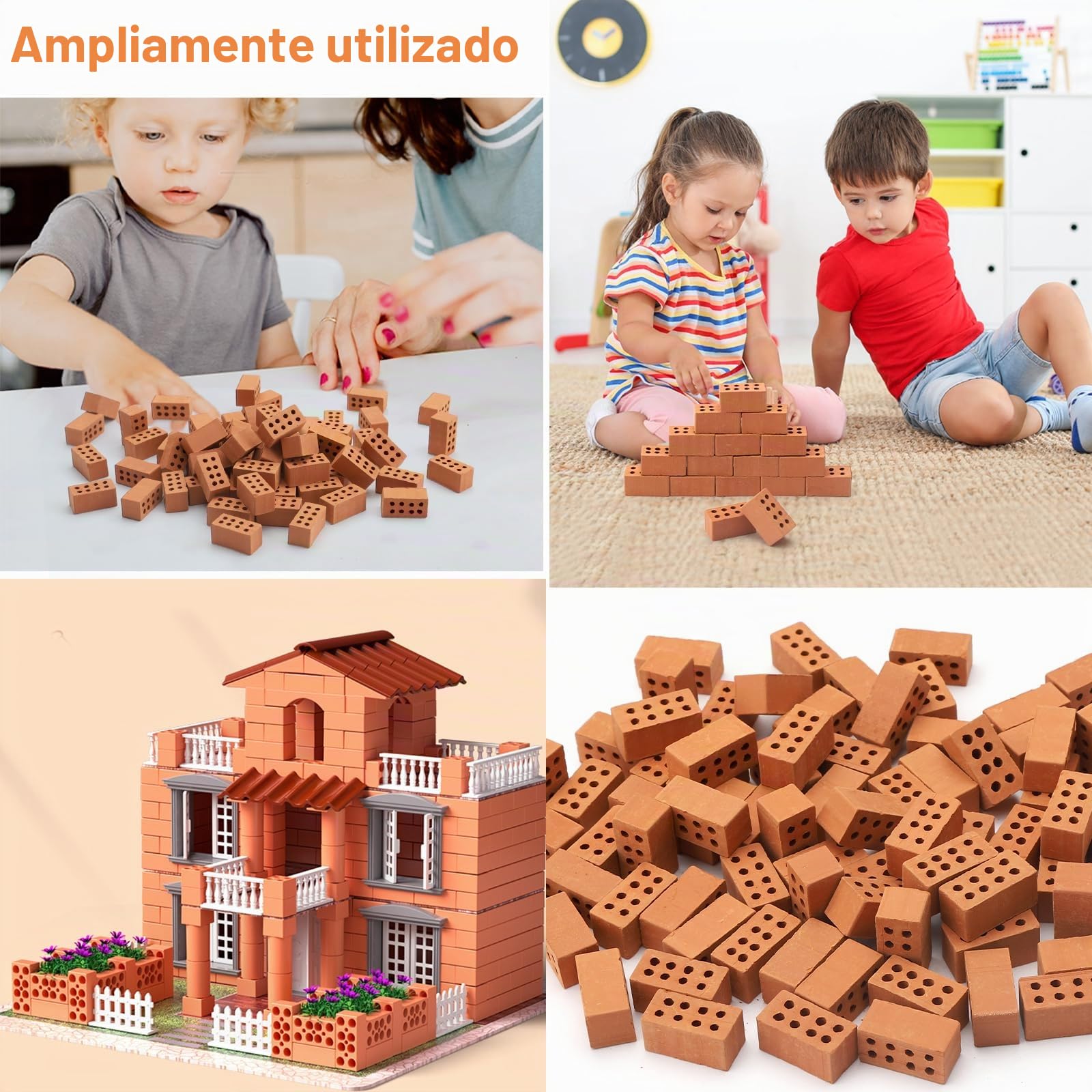 100 Ladrillos Miniatura Rojos 2x1x1 Cm – Set De Bloques De Plástico Para Manualidades, Casas De Muñecas Y Proyectos DIY