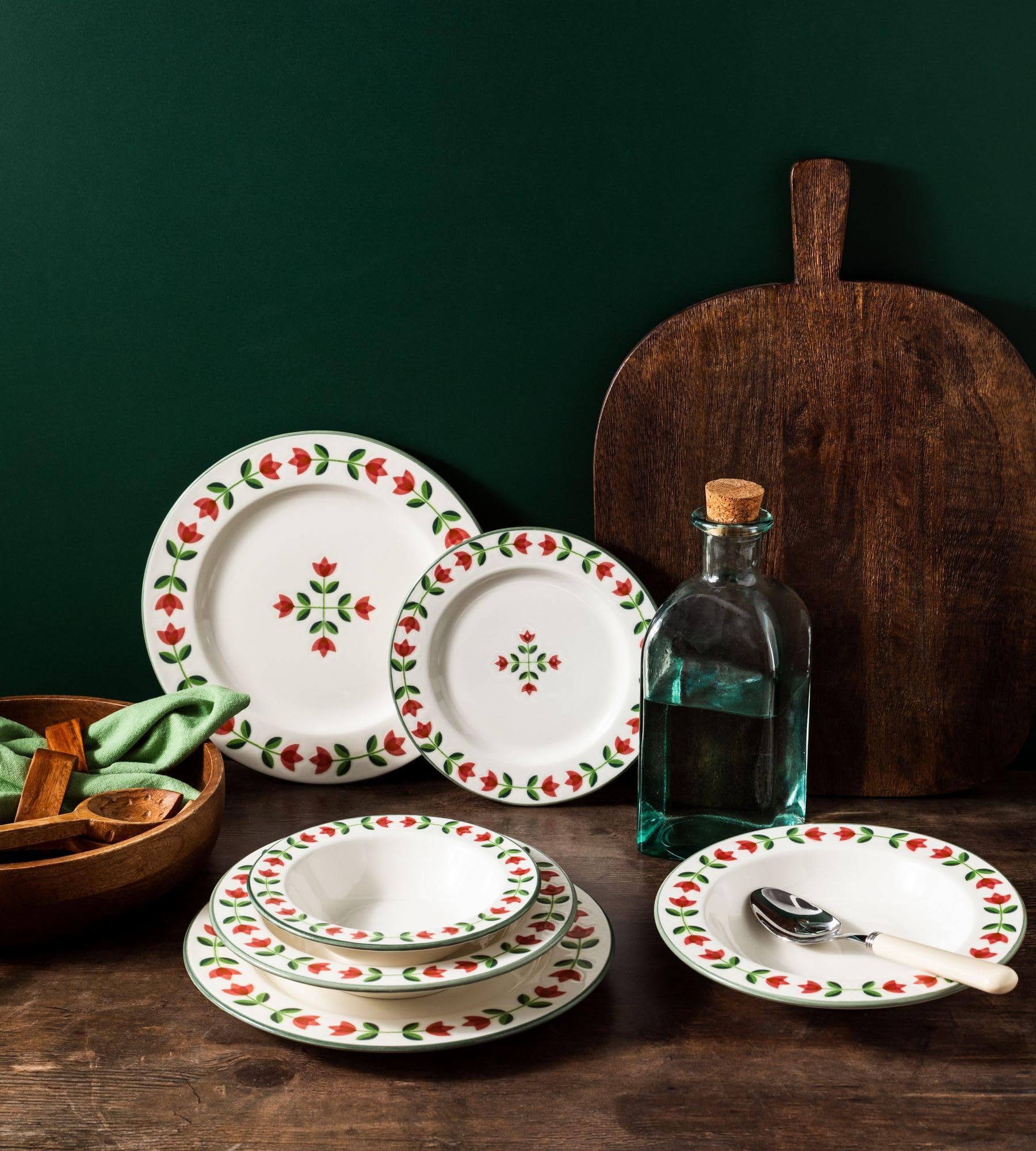 Elegancki 24-częściowy serwis obiadowy, 100% porcelana, w zestawie talerze do serwowania, miski i talerze deserowe, można myć w zmywarce i używać w kuchence mikrofalowej