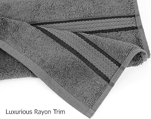 Miniatura 3 de Juego de de toallas supersuaves de algodón de 21 oz, con banda de rayón, cuidado fácil con lavado a máquina, ideal para uso diario