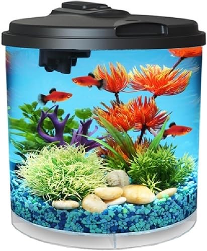 Koller Products AquaView - Kit de iniciación de acuario de 2 galones con luz LED de 7 colores y filtro de potencia, ideal para una variedad de peces