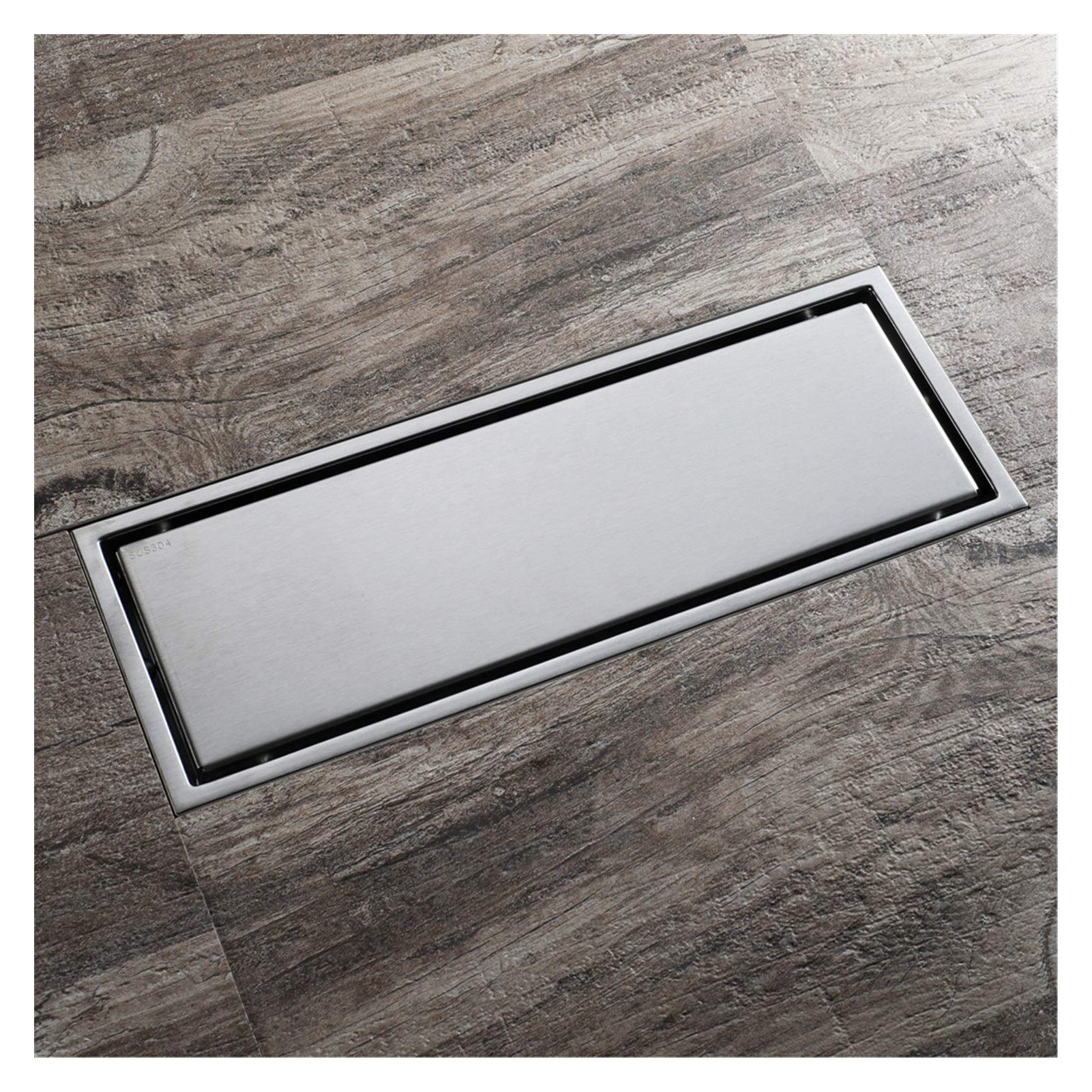 Bodenablauf Edelstahl Abnehmbarer 30x11cm Edelstahl Linear Bodenablauf Badezimmer Dusche WC Anti-Geruchs-Drains Tile Insert Schwarz/gebürstet Gold(119A Brushed)