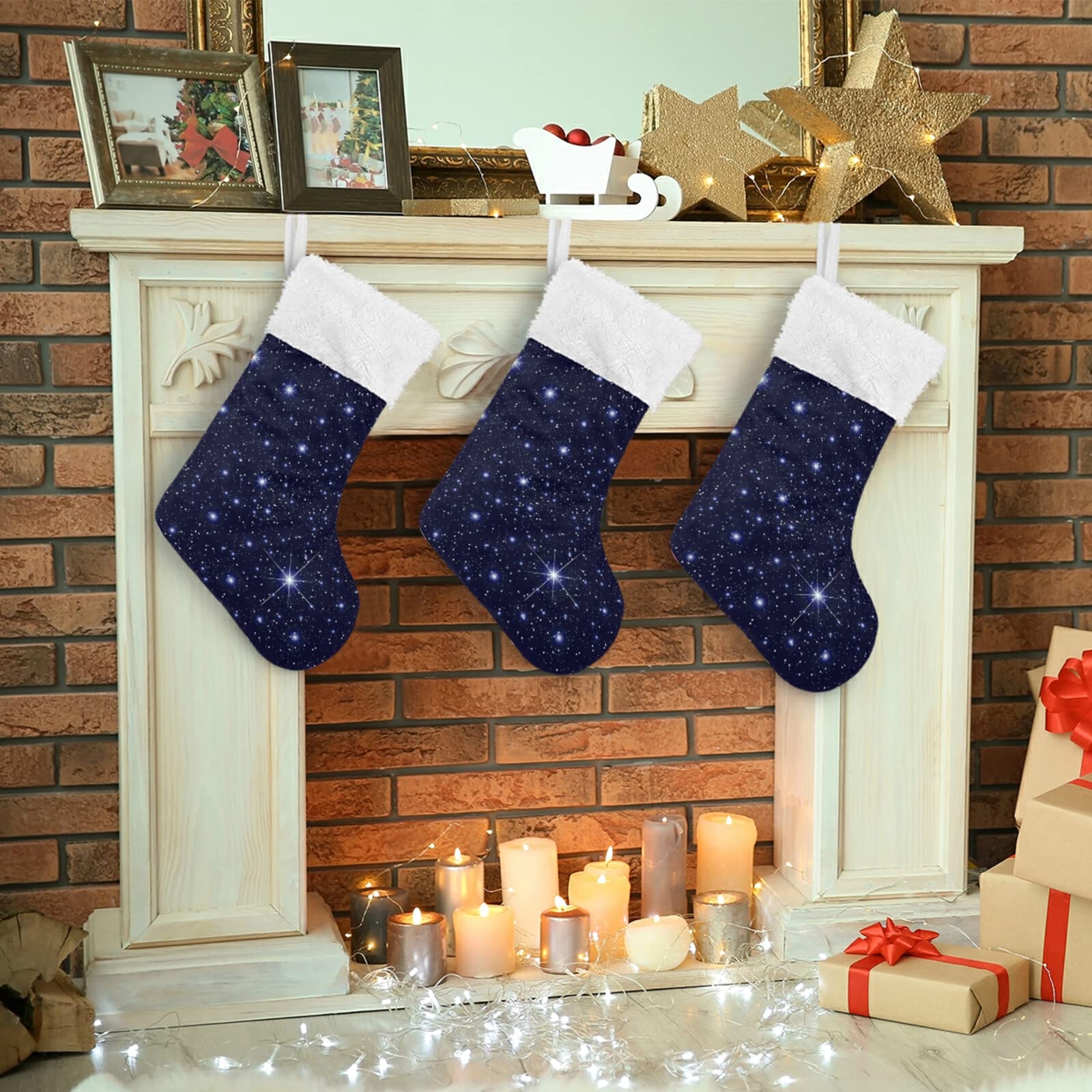 Art Galaxy Weihnachtsstrümpfe, weiß, Plüsch, Stulpe, Geschenk, Halter für Party, Urlaub, Dekoration, Ornamente (45,7 cm, 1 Stück)