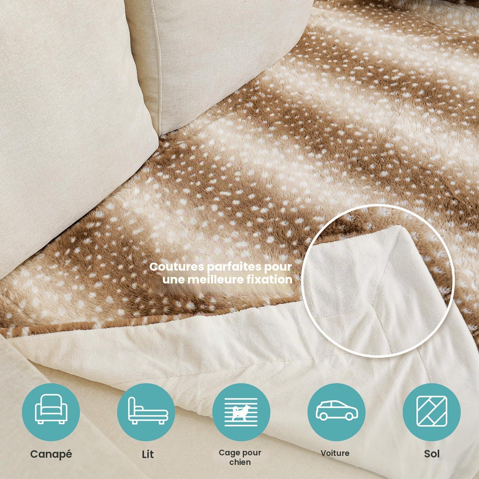 COZY KISS Plaid Couverture Canapé de Noël Luxe avec Imprimé Cerf, 127x150cm