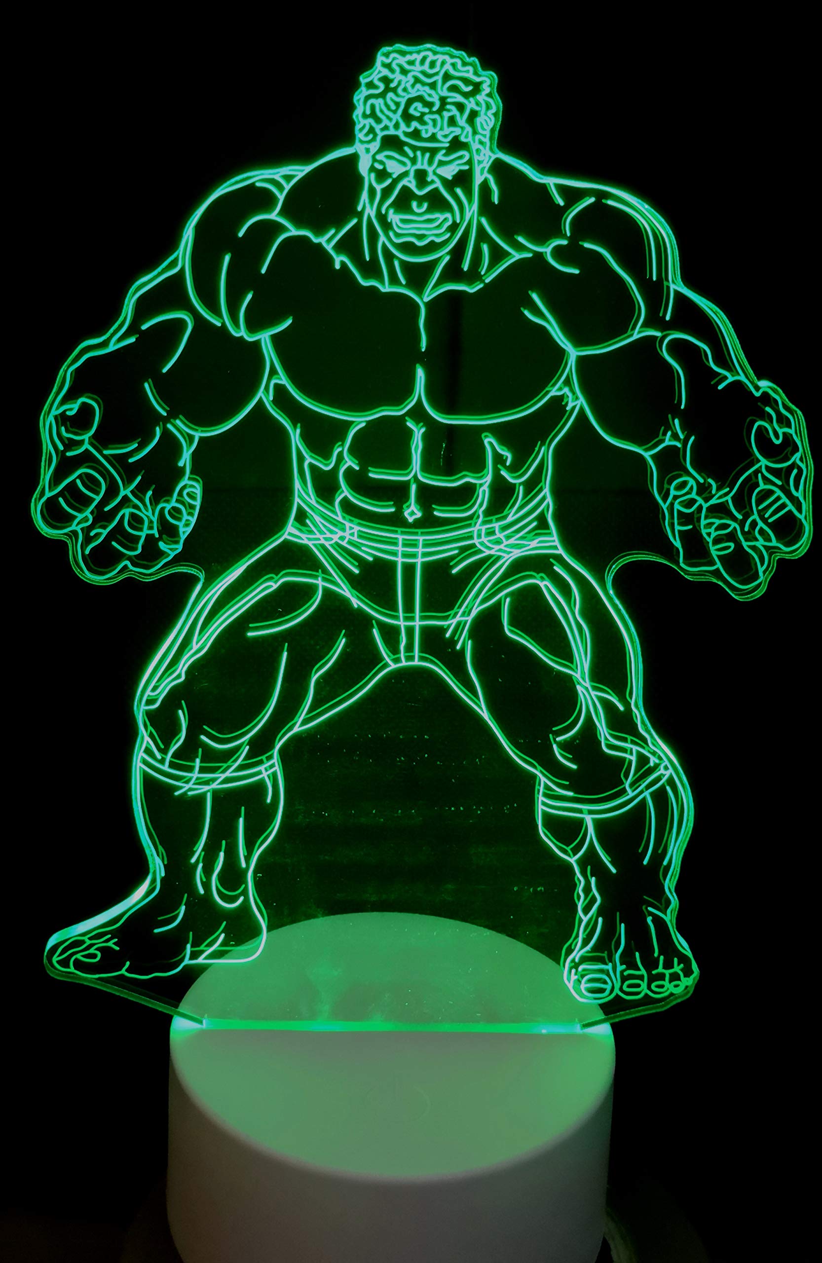 althiqahkey 3D Illusion Night Lights مارفل افينجرز MARVEL AVENGERS Night Lamp USB Touch and Remote Control 7 Color Changing Decor Night Light Gifts (HULK)