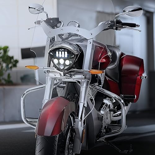 Miniatura 5 de Conjunto de faros LED para Victory 05-18, faros delanteros LED negros para motocicleta, lámpara para Polaris Victory Cross Roads Country Hammer