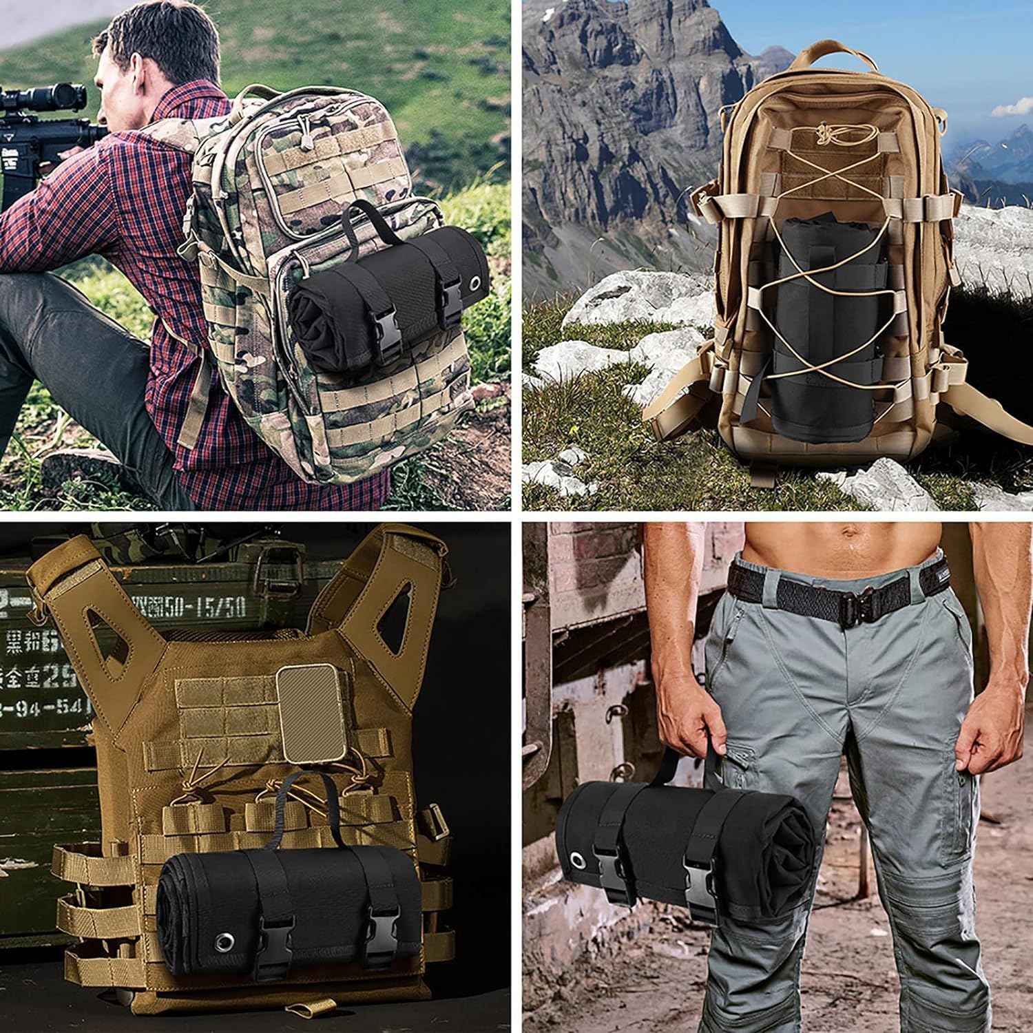 Tactical Folding Camping Mat, Portable Outdoor Sleeping Pad | Shooting mat camping ground pad waterproof tear-resistant easy-carry,for hiking, travel,military, beach, stadium, office nap