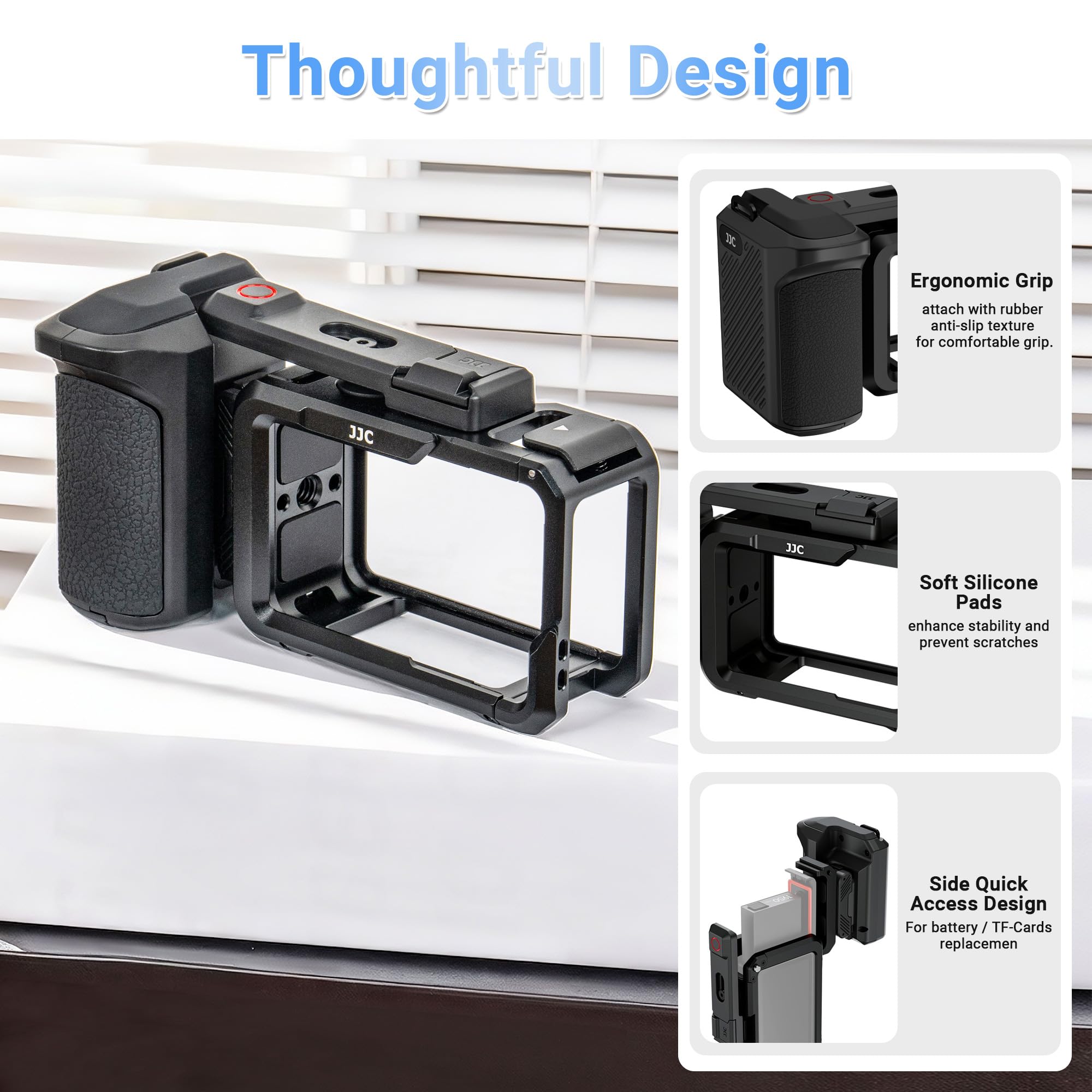 JJC Osmo Action 5 Pro Cage Street Grip zestaw, metalowa ramka ochronna z uchwytem do DJI Osmo Action 5 Pro/4/3, uchwyt klatki na kamerę, zestaw z osłoną obiektywu i paskiem na nadgarstek, do