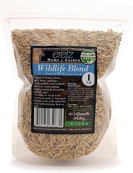 Wildlife Food Plot Blend & Forage Seed Mix by Eretz 1lb - Choose Size! Willamette Valley, Oregon Grown, Attract and Feed Deer, Turkeys, More! No Coatings, No Weed Seeds.