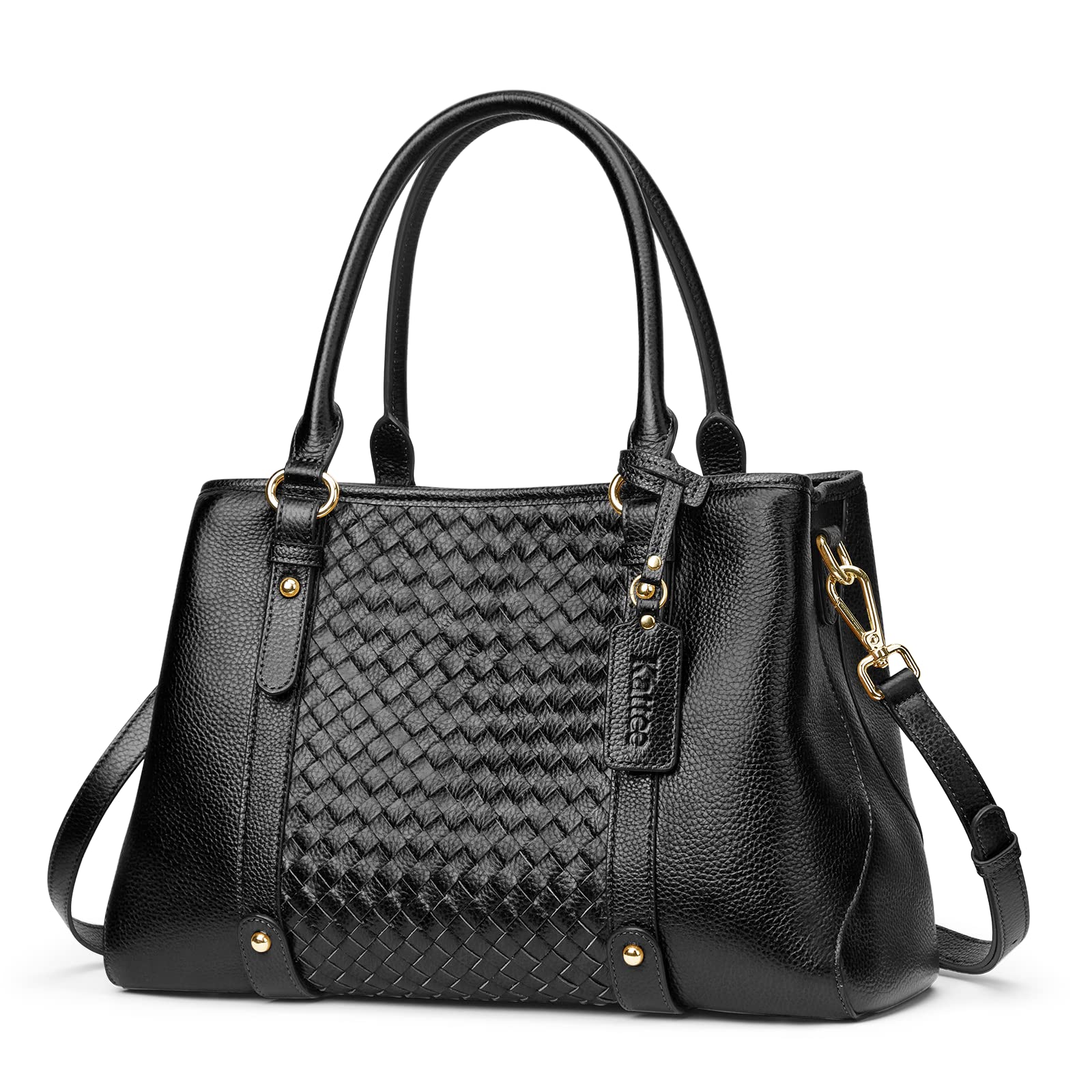 Kattee Leather Tote Bag For Women - Soft Shoulder & Crossbody Bucket Purse With 2 Straps