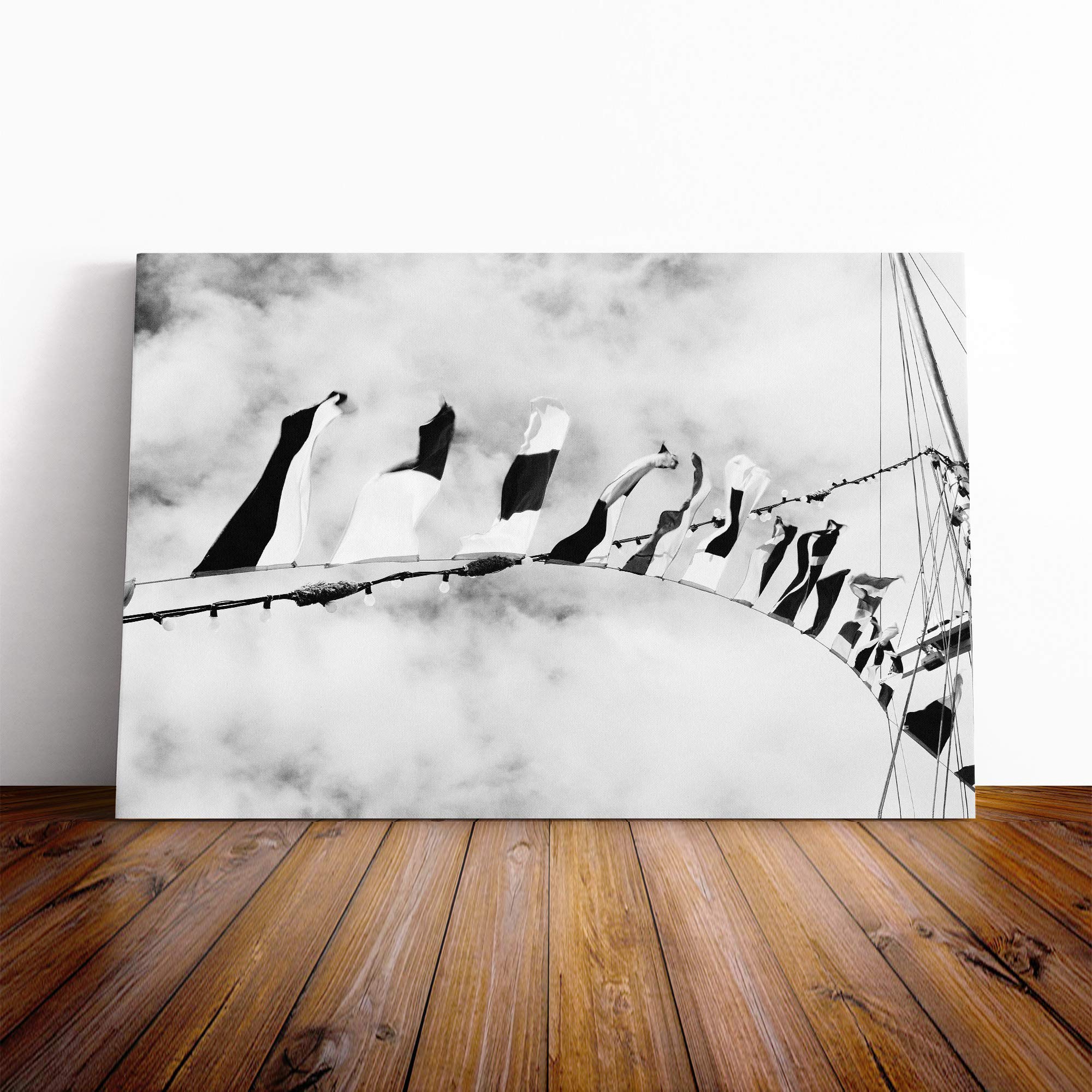 Sailing Boat Flags Canvas Print | Gallery Wrapped 30mm Frame Wall Art | 24x16 inches | Ready to Hang | Modern Seascape Picture | Living Room Bedroom Lounge Office