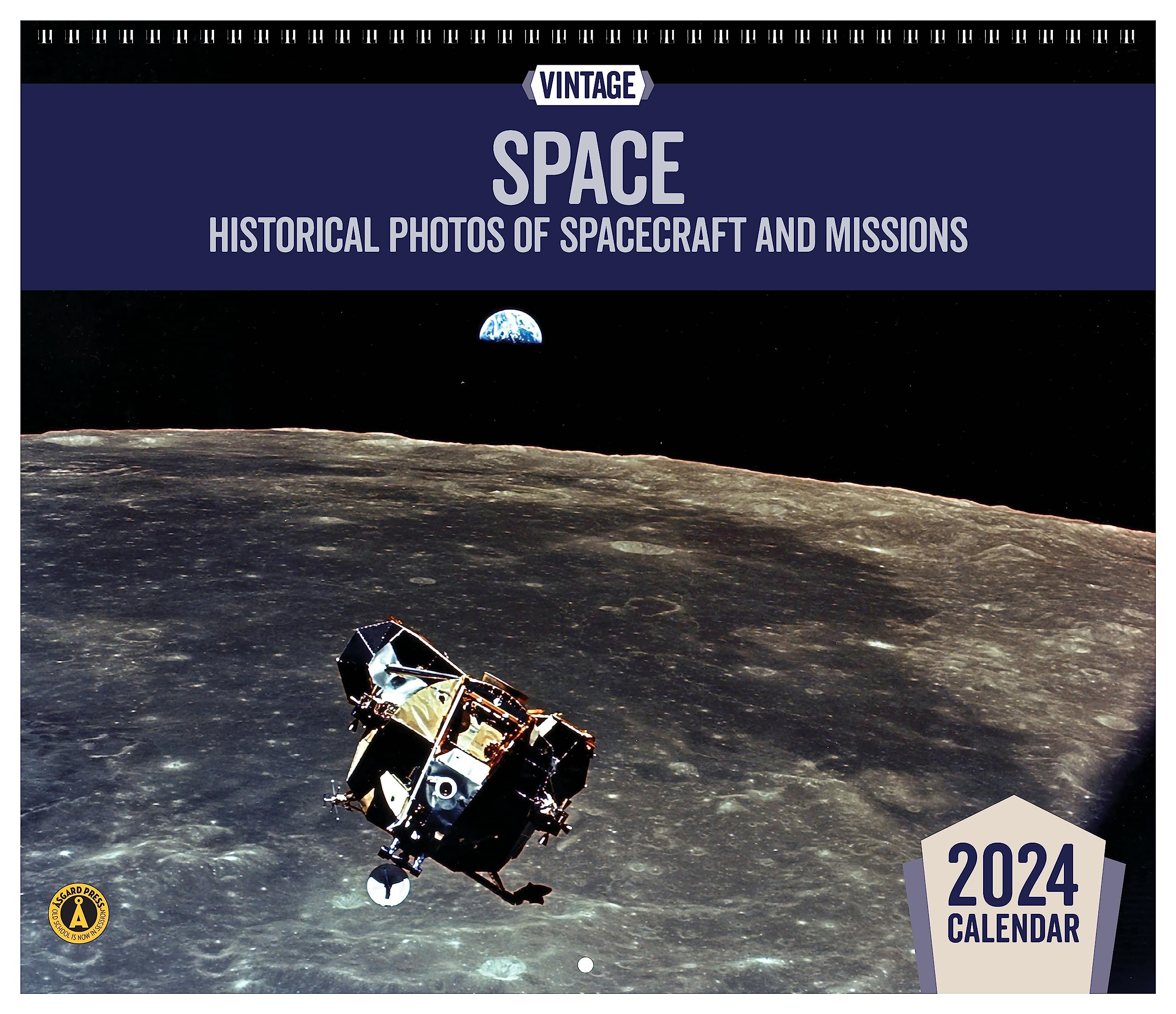 Asgard PressAsgard Press 2024 Vintage Space Calendar, 16 months, Frame-Ready Historical Color Photos of Space Missions, 14”x24” (Open)