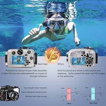 Amazon | Seafrogs 60m/195フィート 水中カメラハウジング