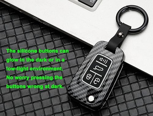 Miniatura 3 de Funda para llavero de automóvil con control remoto sin llave para Chevy Cruze Equinox Impala, Malibu, Sonic Spark Volt Camaro con patrón de fibra de