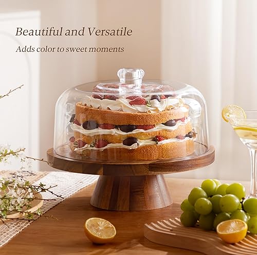 Miniatura 24 de HABIBEE 6-in-1 Soporte multifuncional de acrílico con cúpula para servir pasteles, 12 pulgadas